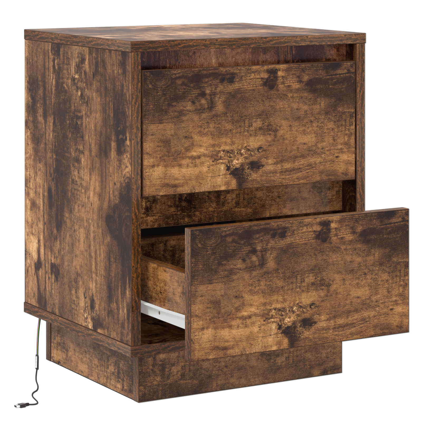 Bedside Cabinets with LED Lights 2 pcs Smoked Oak 39x34.5x50 cm - Image 7