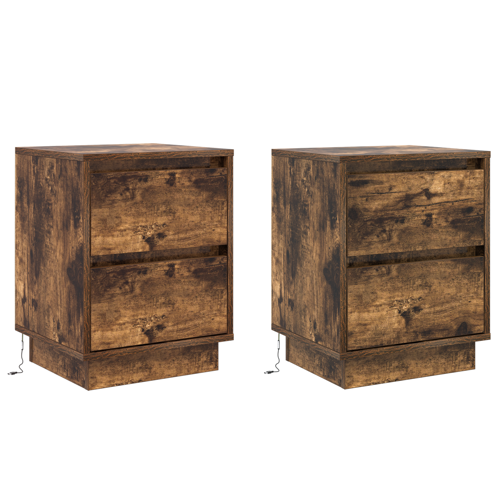 Bedside Cabinets with LED Lights 2 pcs Smoked Oak 39x34.5x50 cm - Image 2