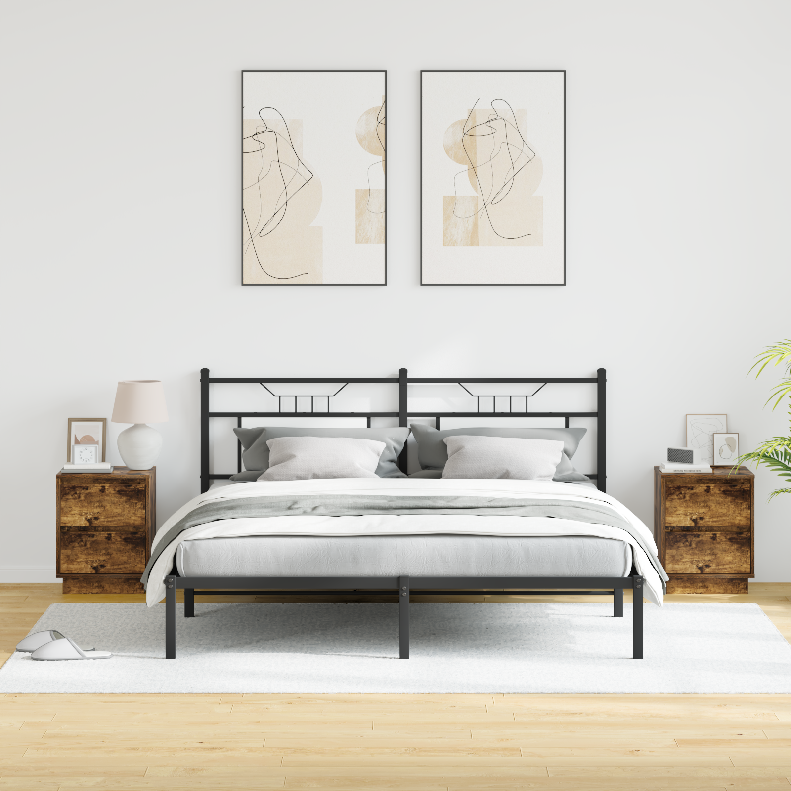 Bedside Cabinets with LED Lights 2 pcs Smoked Oak 39x34.5x50 cm - Image 5