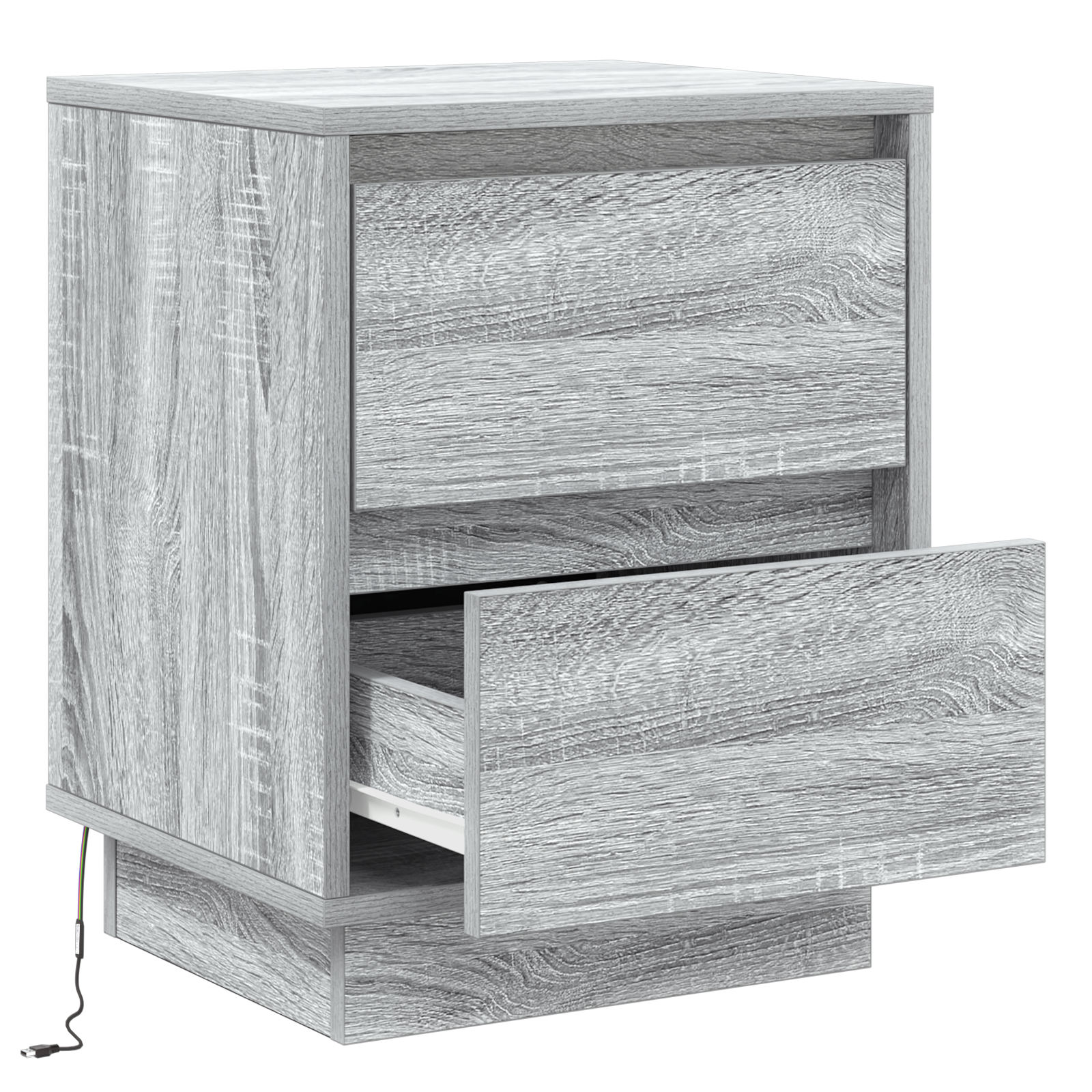 Bedside Cabinet with LED Lights Grey Sonoma 39x34,5x50 cm - Image 5