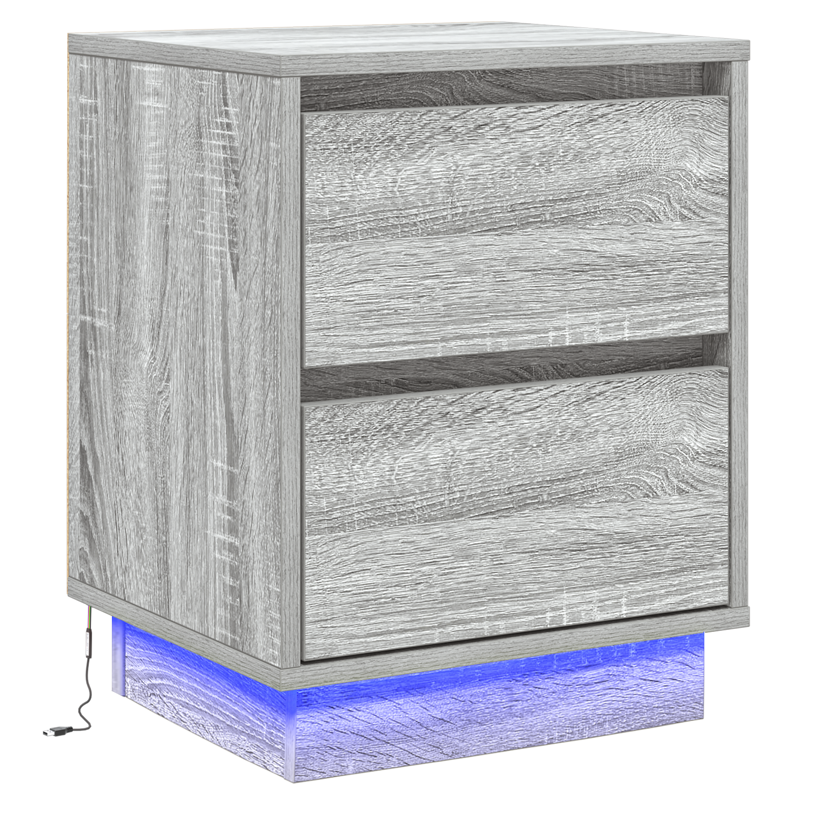 Bedside Cabinets with LED Lights 2 pcs Grey Sonoma 39x34.5x50 cm - Image 6