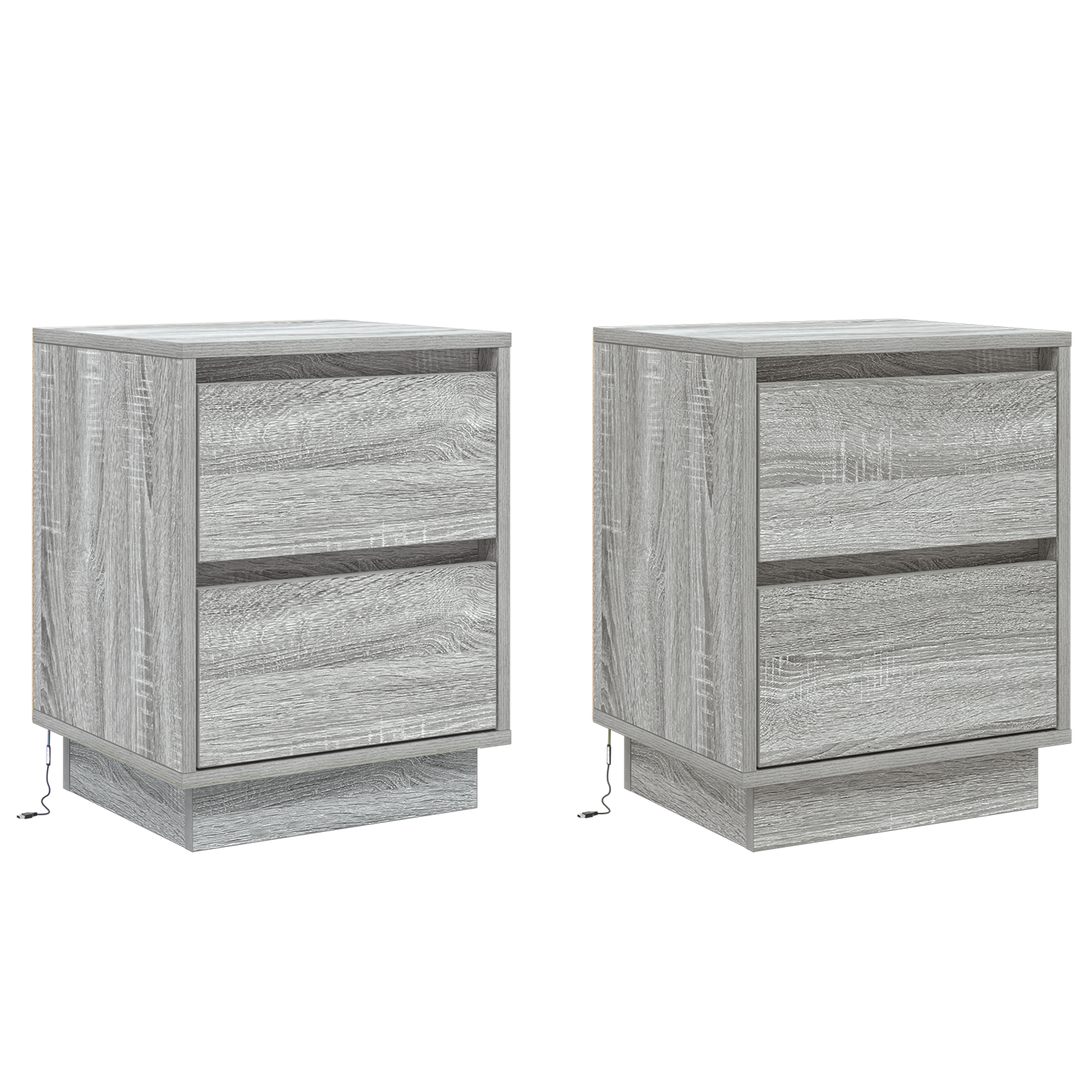 Bedside Cabinets with LED Lights 2 pcs Grey Sonoma 39x34.5x50 cm - Image 2
