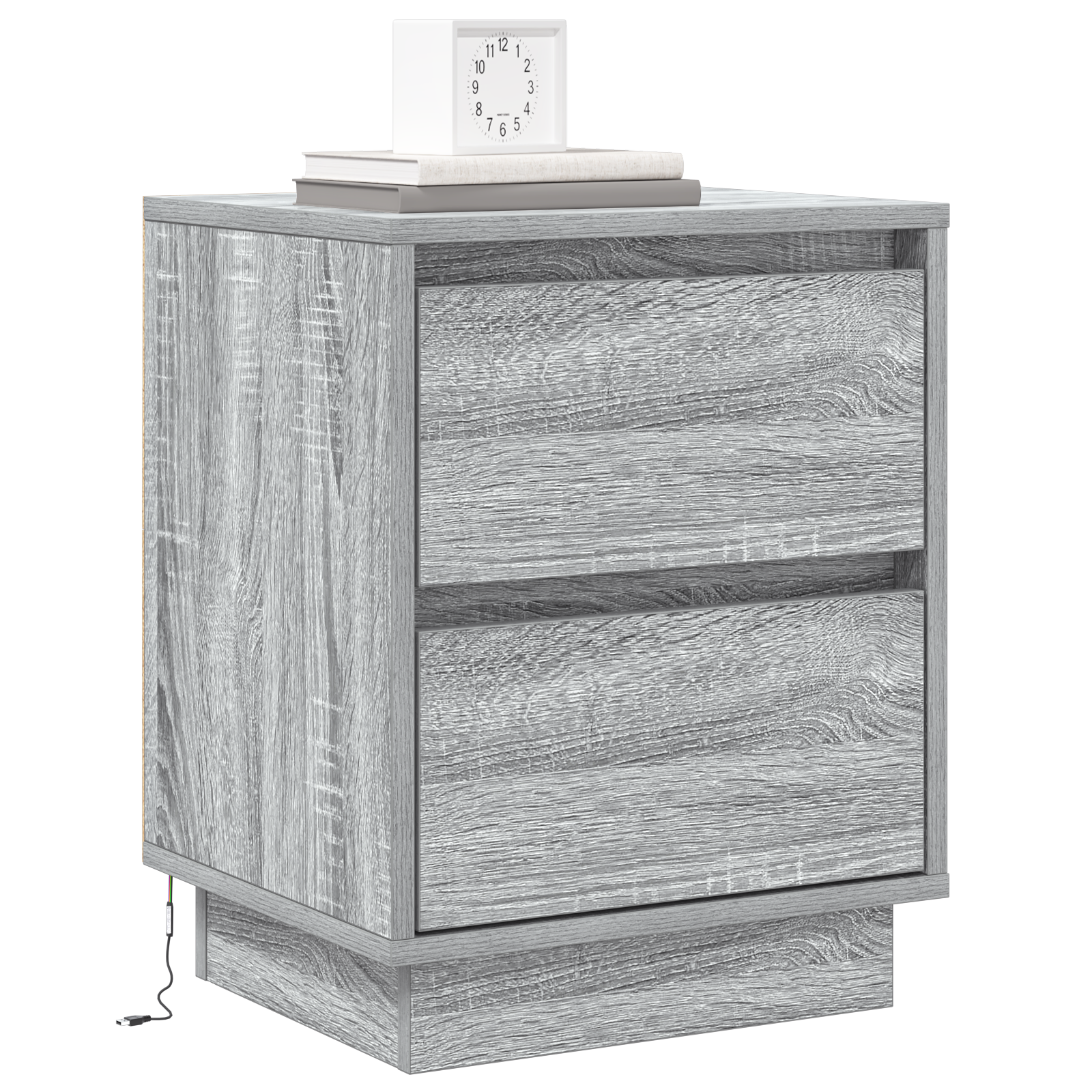 Bedside Cabinets with LED Lights 2 pcs Grey Sonoma 39x34.5x50 cm - Image 3
