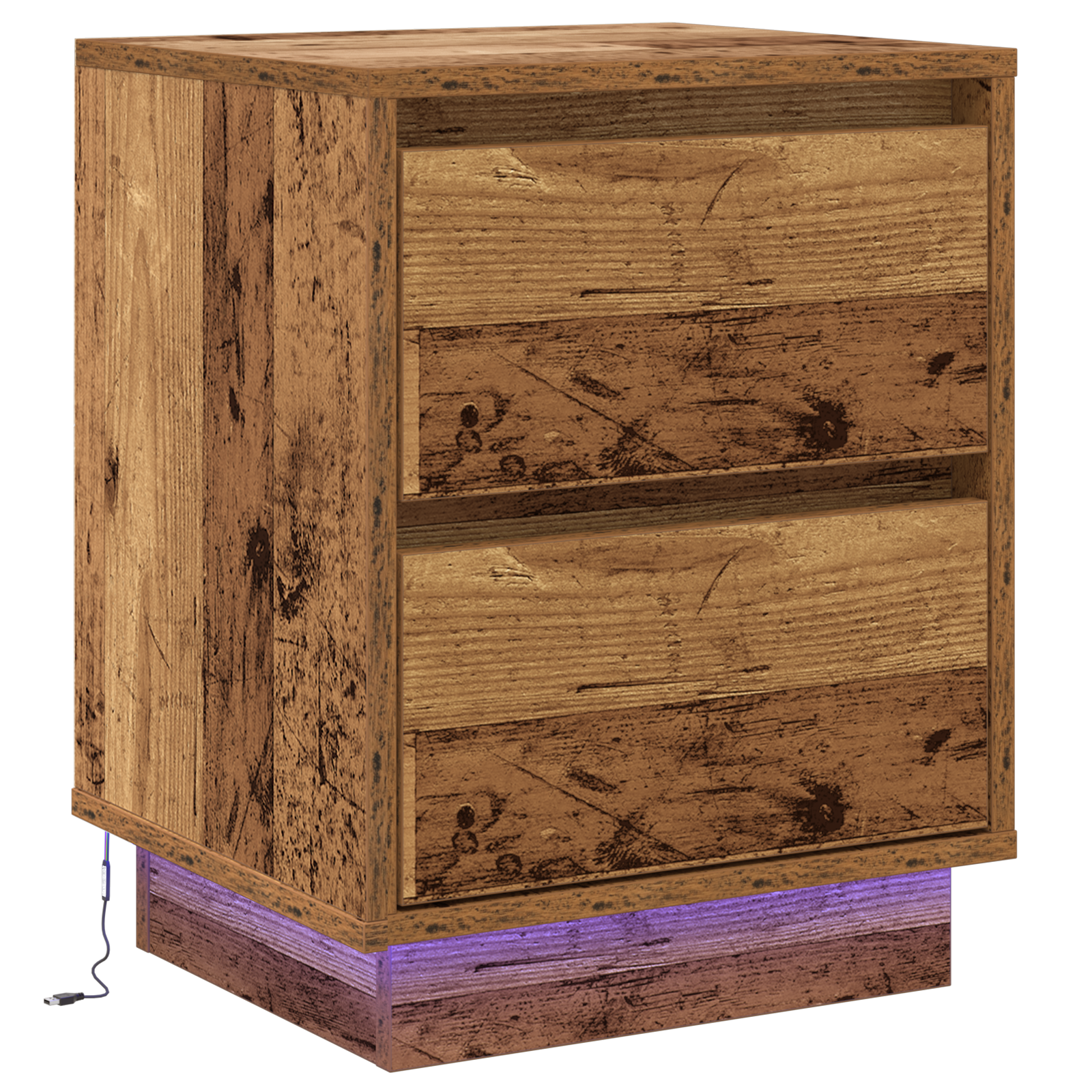 Bedside Cabinet with LED Lights Old Wood 39x34.5x50 cm - Image 2