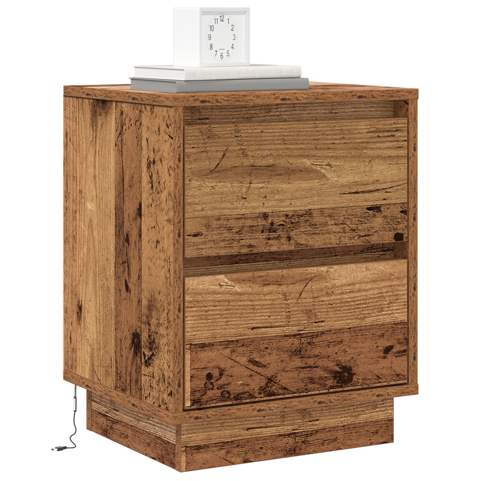 Bedside Cabinet with LED Lights Old Wood 39x34.5x50 cm - Image 3