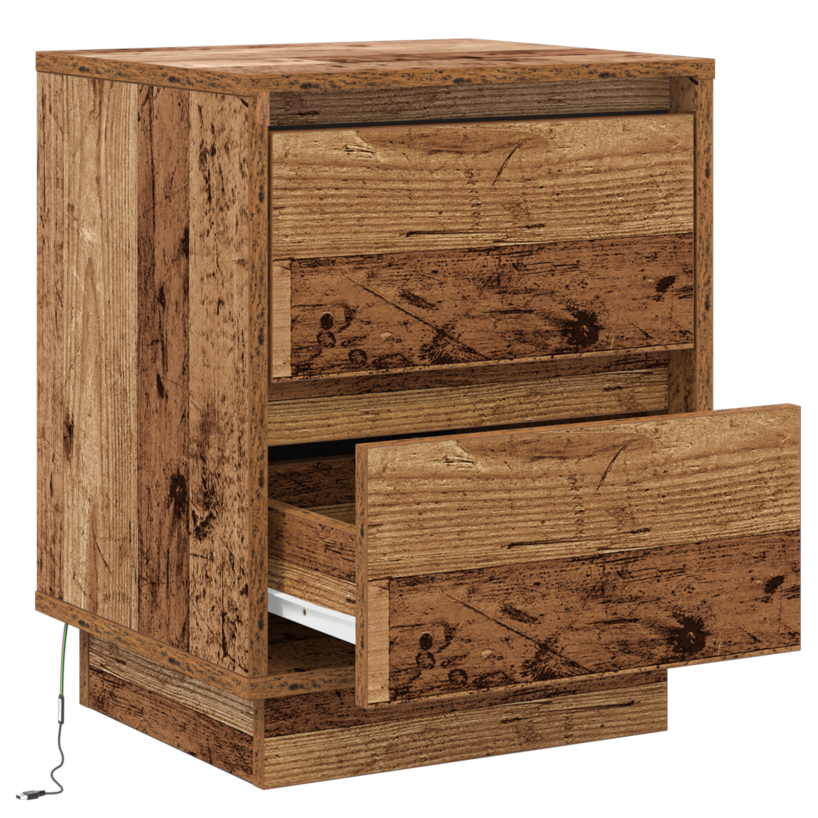 Bedside Cabinets with LED Lights 2 pcs Old Wood 39x34.5x50 cm - Image 7