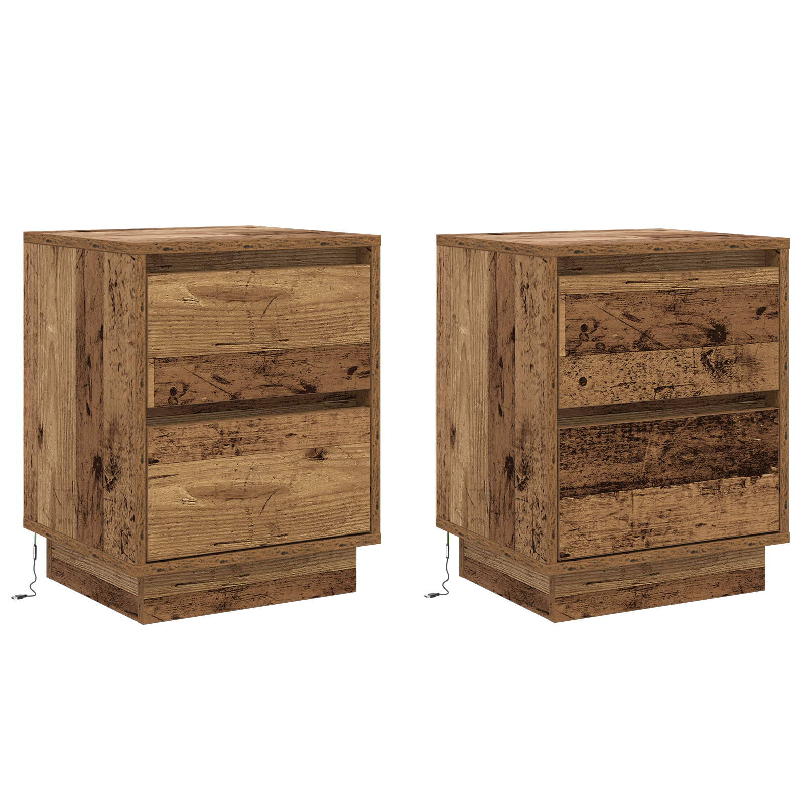 Bedside Cabinets with LED Lights 2 pcs Old Wood 39x34.5x50 cm - Image 2