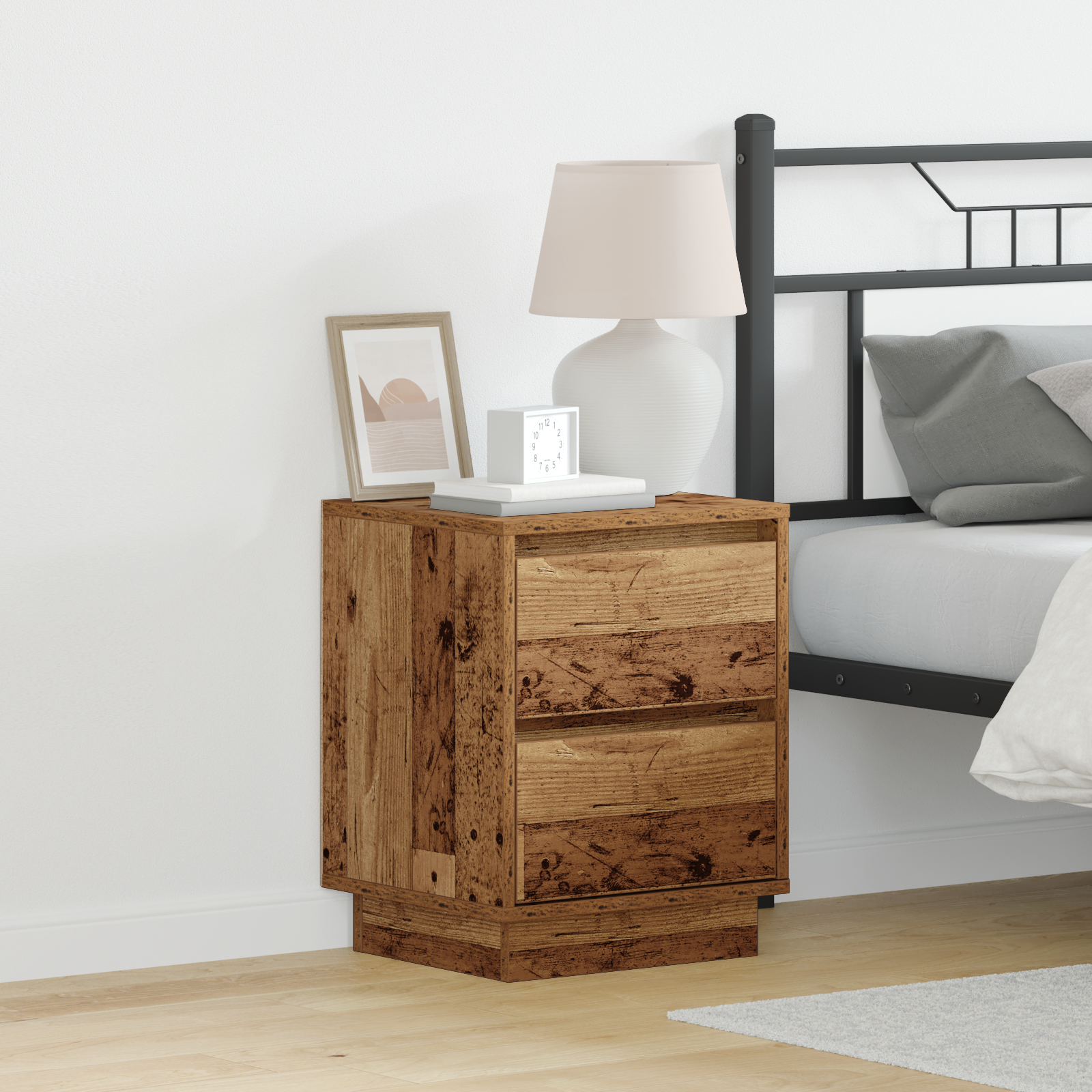 Bedside Cabinets with LED Lights 2 pcs Old Wood 39x34.5x50 cm
