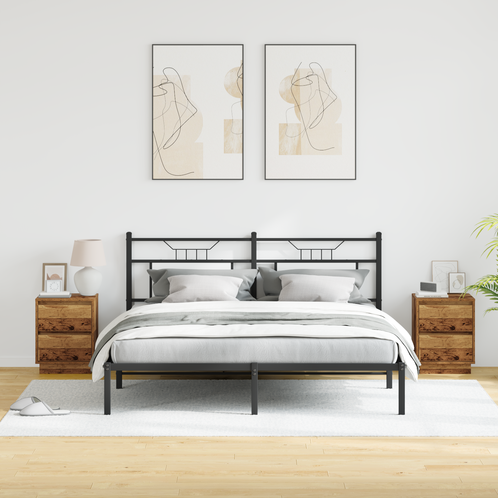 Bedside Cabinets with LED Lights 2 pcs Old Wood 39x34.5x50 cm - Image 5