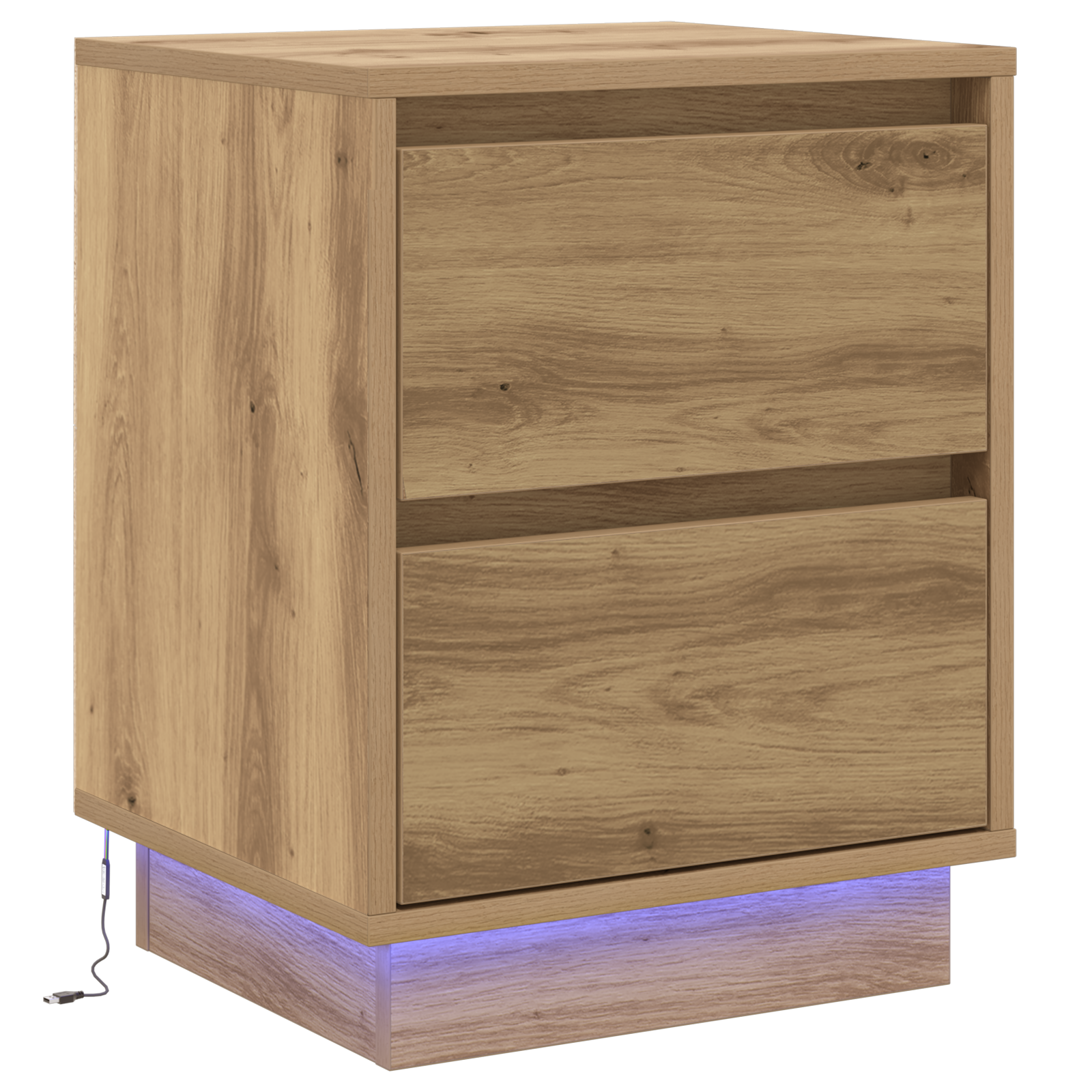 Bedside Cabinet with LED Lights Artisan Oak 39x34.5x50 cm - Image 2