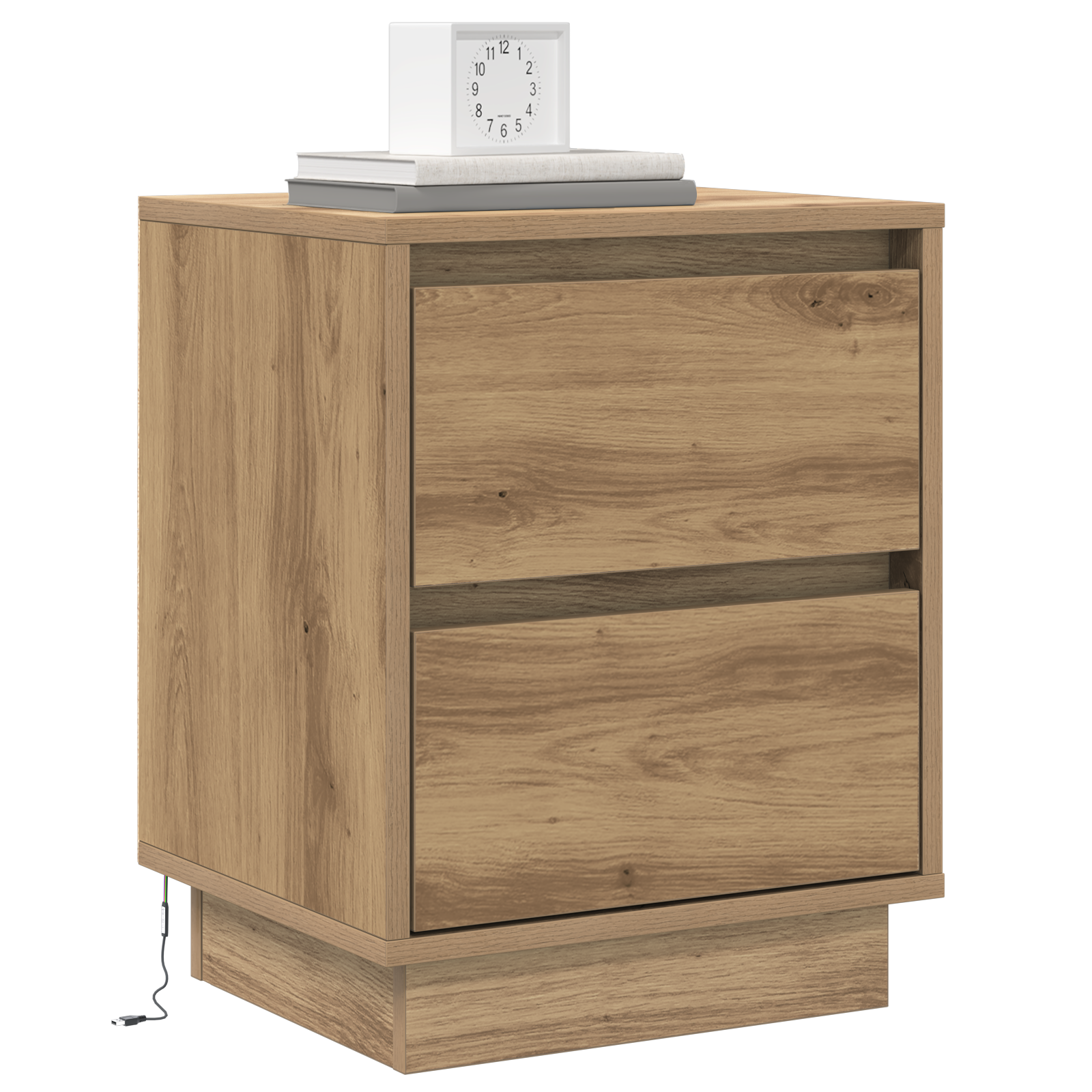 Bedside Cabinet with LED Lights Artisan Oak 39x34.5x50 cm - Image 3