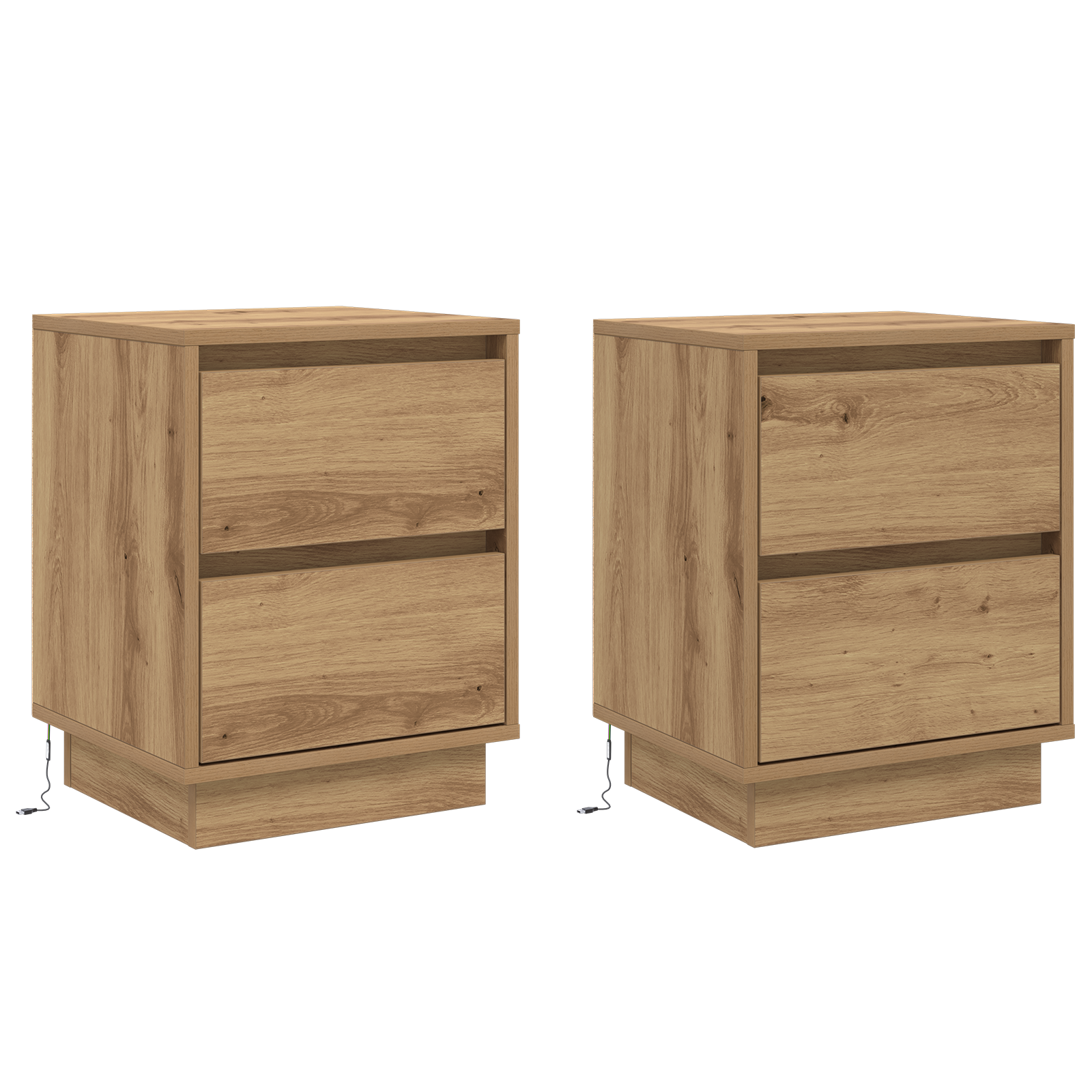 Bedside Cabinets with LED Lights 2 pcs Artisan Oak 39x34.5x50 cm - Image 2