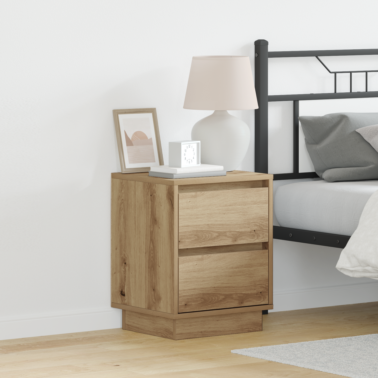 Bedside Cabinets with LED Lights 2 pcs Artisan Oak 39x34.5x50 cm