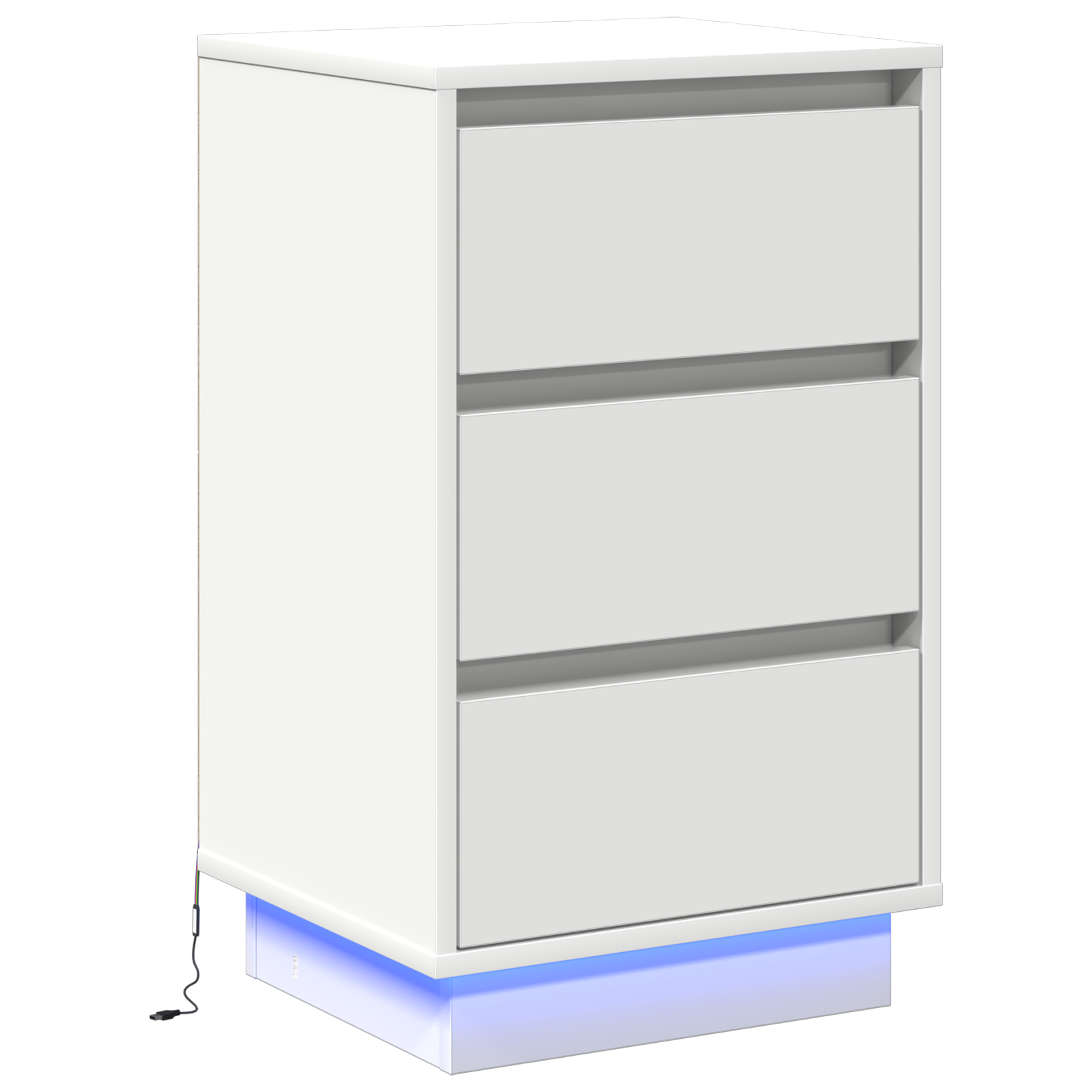 Bedside Cabinet with LED White 39x34.5x65 cm Engineered Wood - Image 2