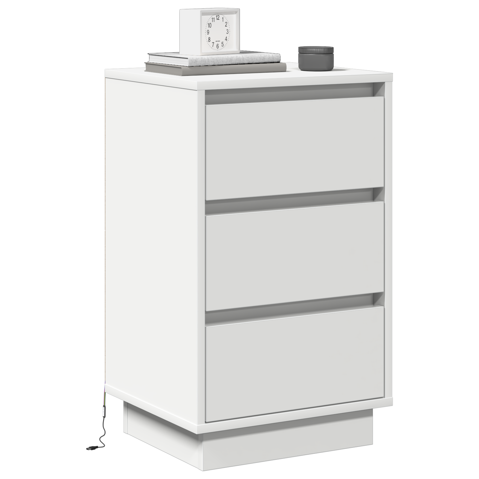 Bedside Cabinet with LED White 39x34.5x65 cm Engineered Wood - Image 3
