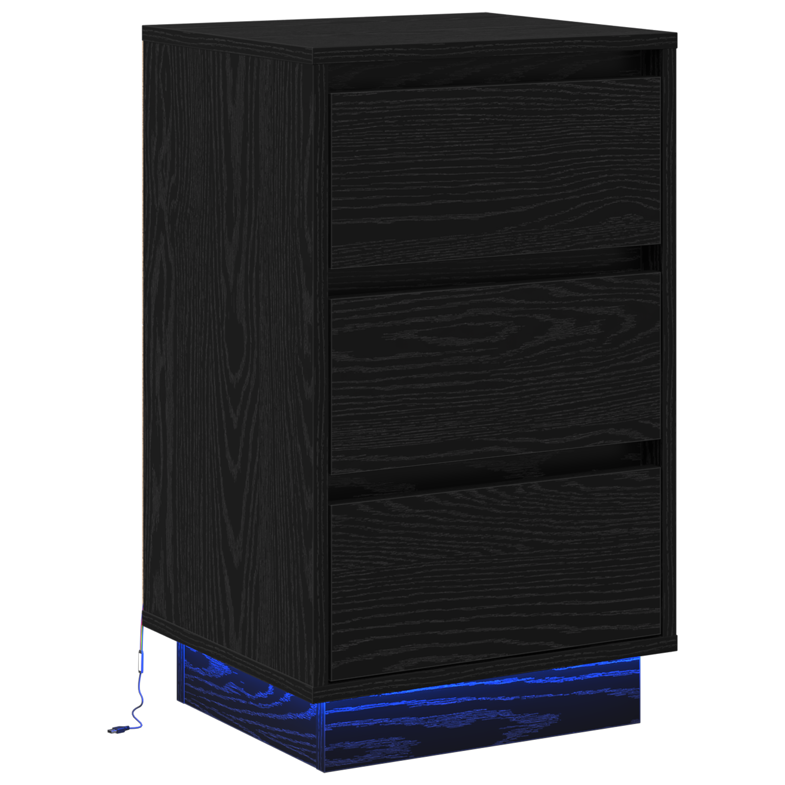 Bedside Cabinet with LED Black Oak 39x34.5x65 cm Engineered Wood - Image 2