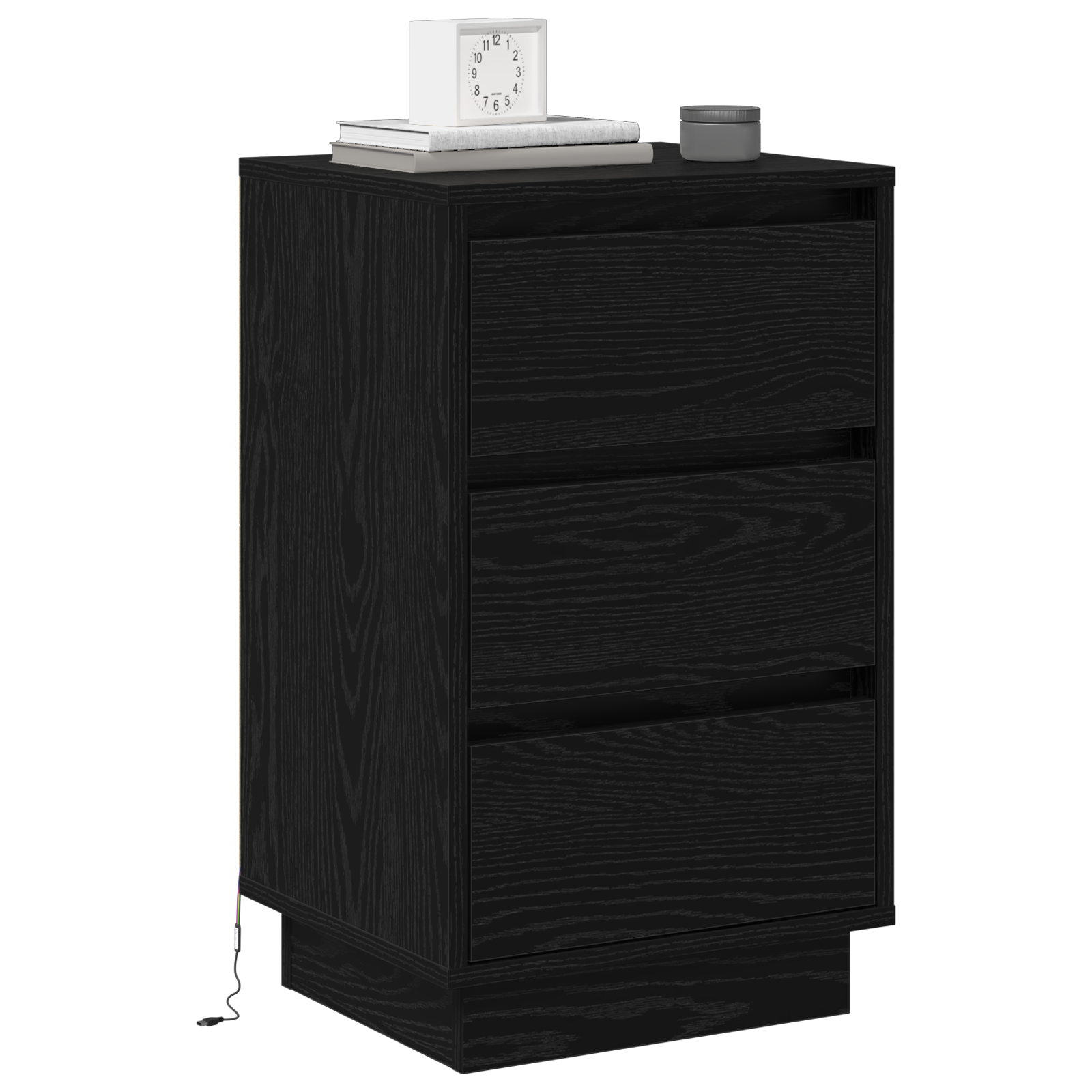 Bedside Cabinet with LED Black Oak 39x34.5x65 cm Engineered Wood - Image 3