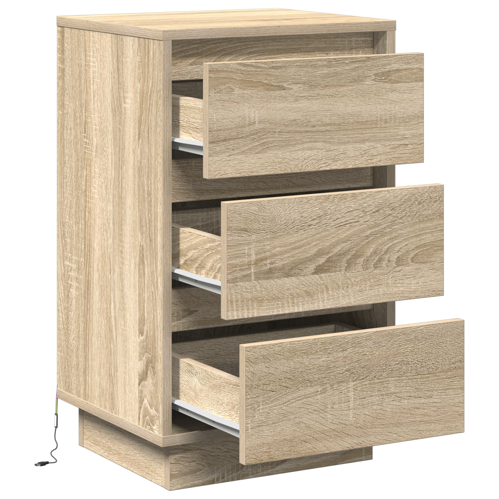 Bedside Cabinet with LED Sonoma Oak 39x34,5x65 cm Engineered Wood - Image 5