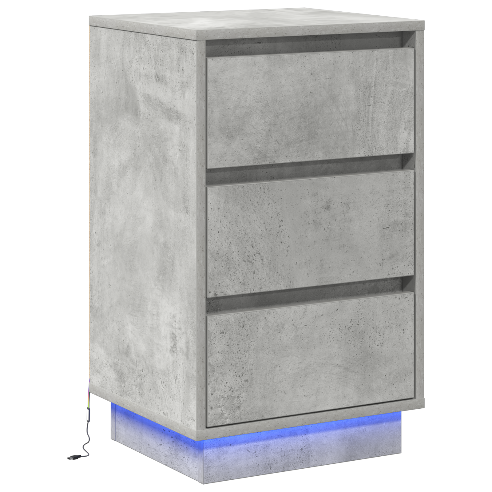 Bedside Cabinet with LED Concrete Grey 39x34.5x65 cm Engineered Wood - Image 2