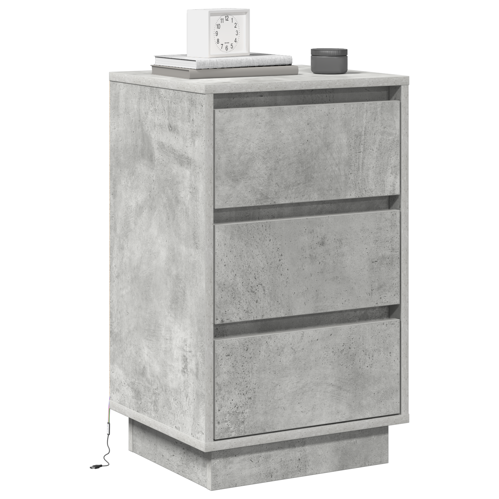 Bedside Cabinet with LED Concrete Grey 39x34.5x65 cm Engineered Wood - Image 3