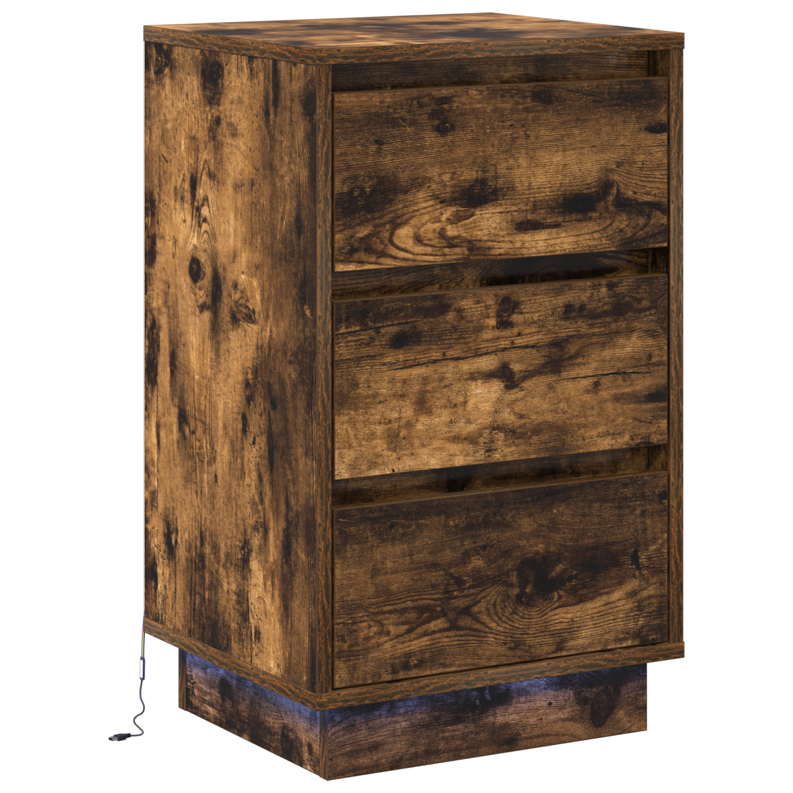 Bedside Cabinet with LED Smoked Oak 39x34.5x65 cm Engineered Wood - Image 2