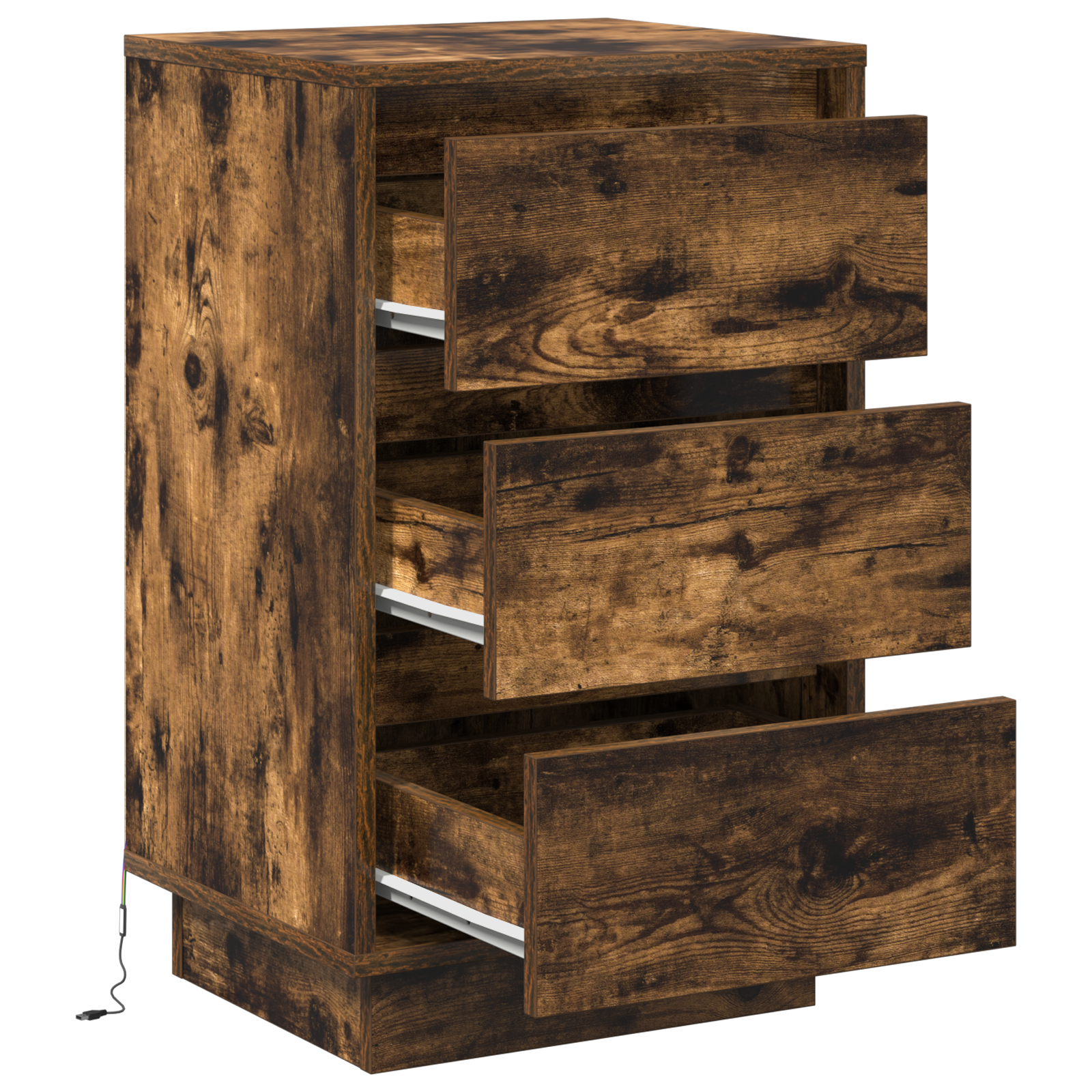 Bedside Cabinet with LED Smoked Oak 39x34.5x65 cm Engineered Wood - Image 5