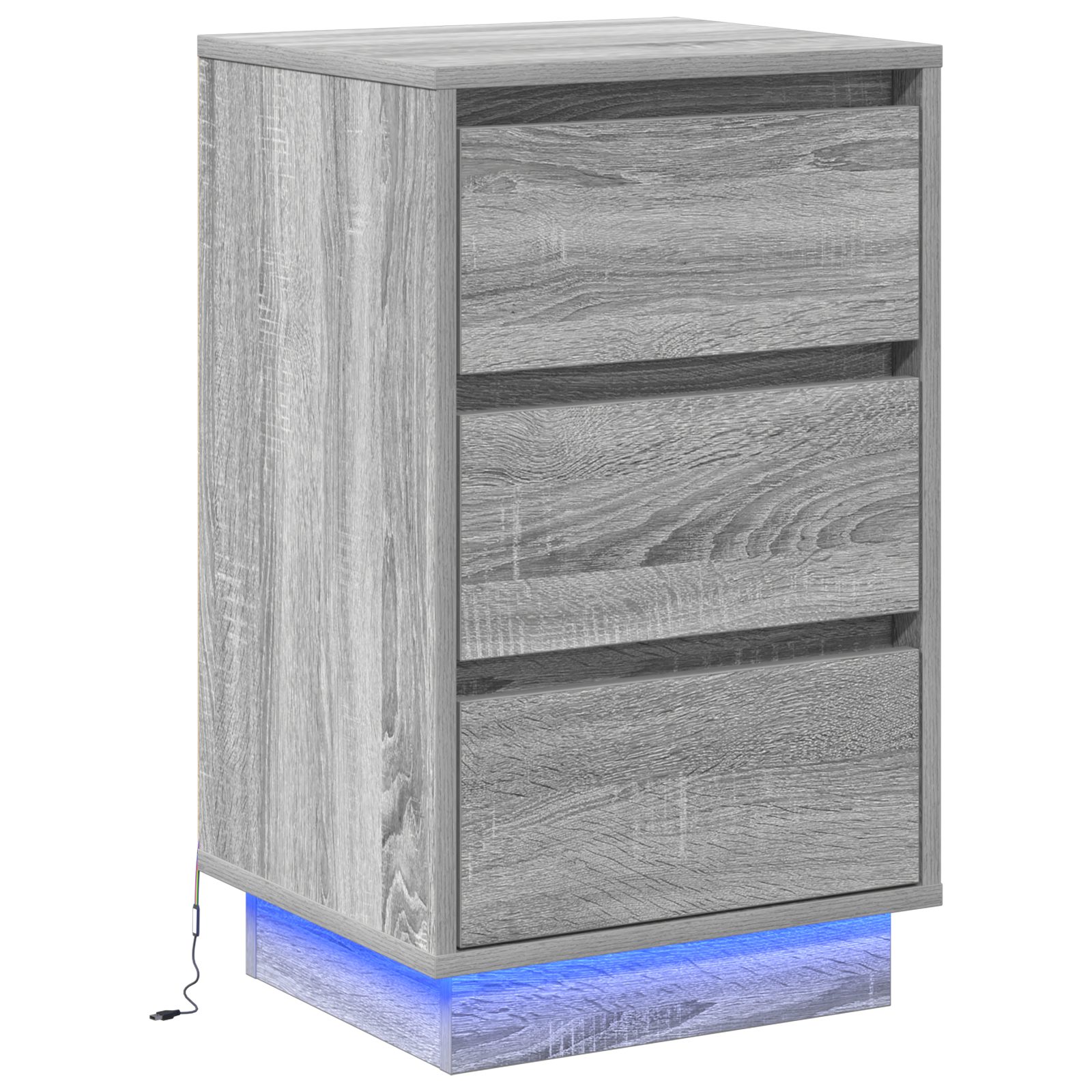 Thumbnail - vidaXL Nachttisch mit LED Grauer Sonoma 39x34,5x65 cm Holzwerkstoff