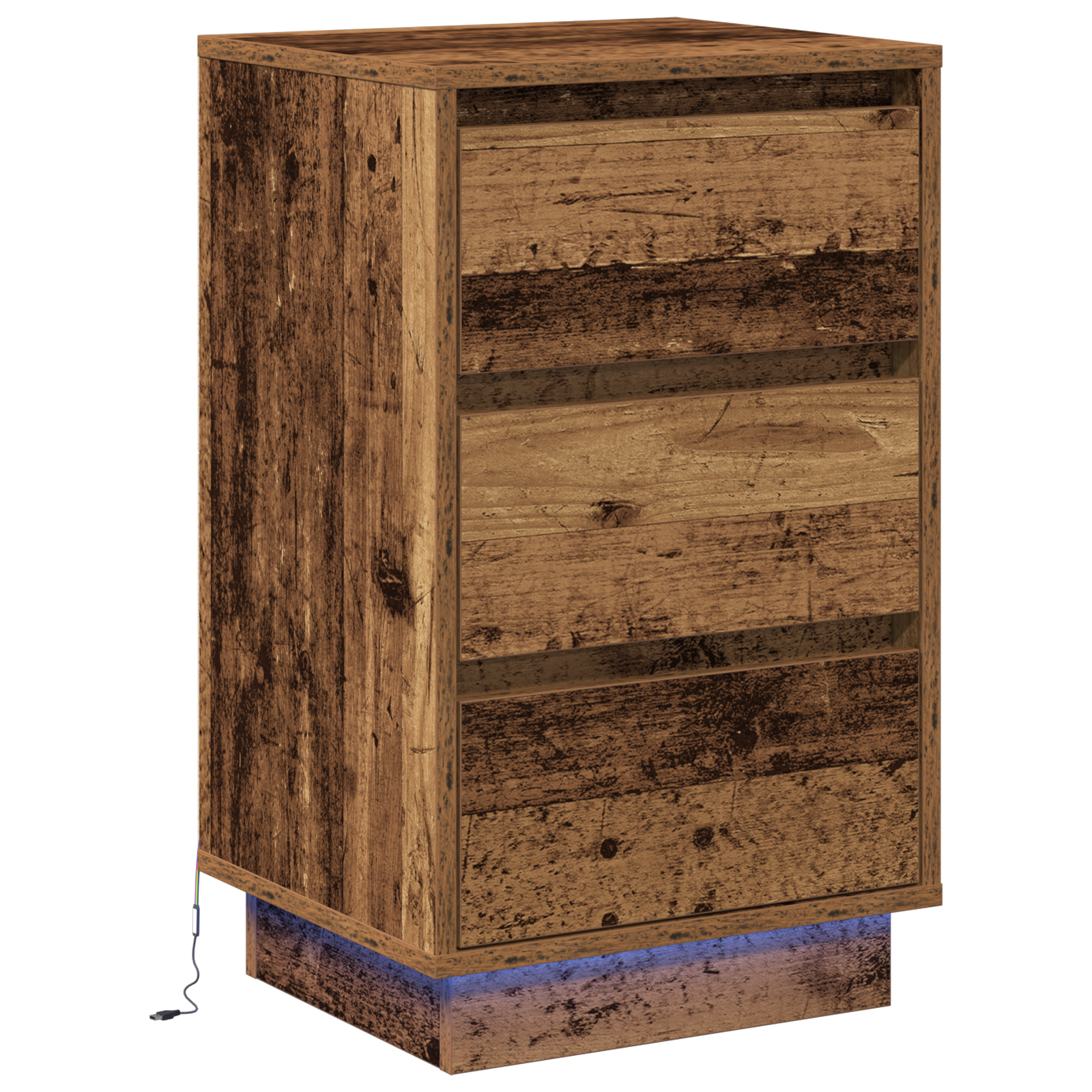 Bedside Cabinet with LED Old Wood 39x34.5x65 cm Engineered Wood - Image 2