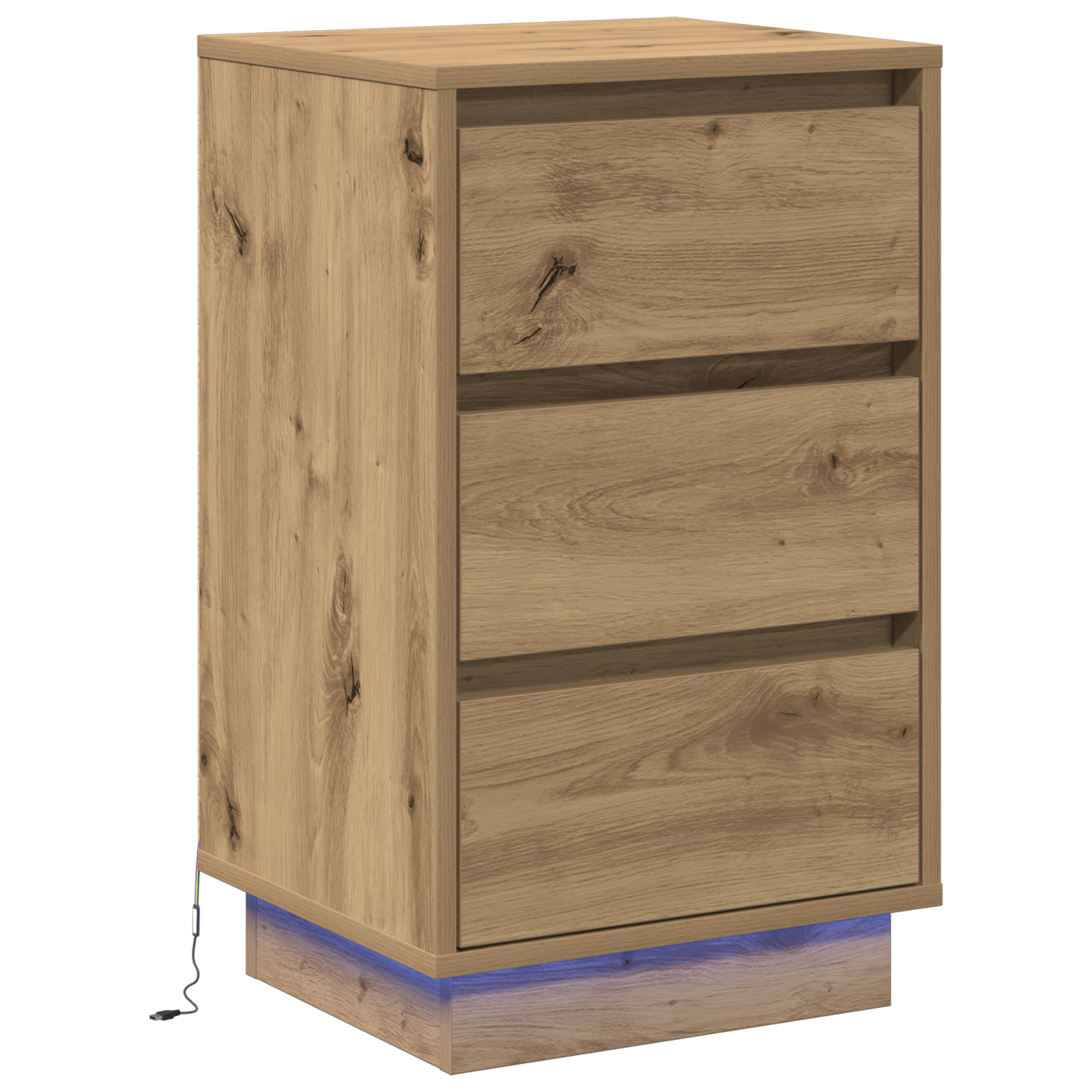 Bedside Cabinet with LED Artisan Oak 39x34.5x65 cm Engineered Wood - Image 2