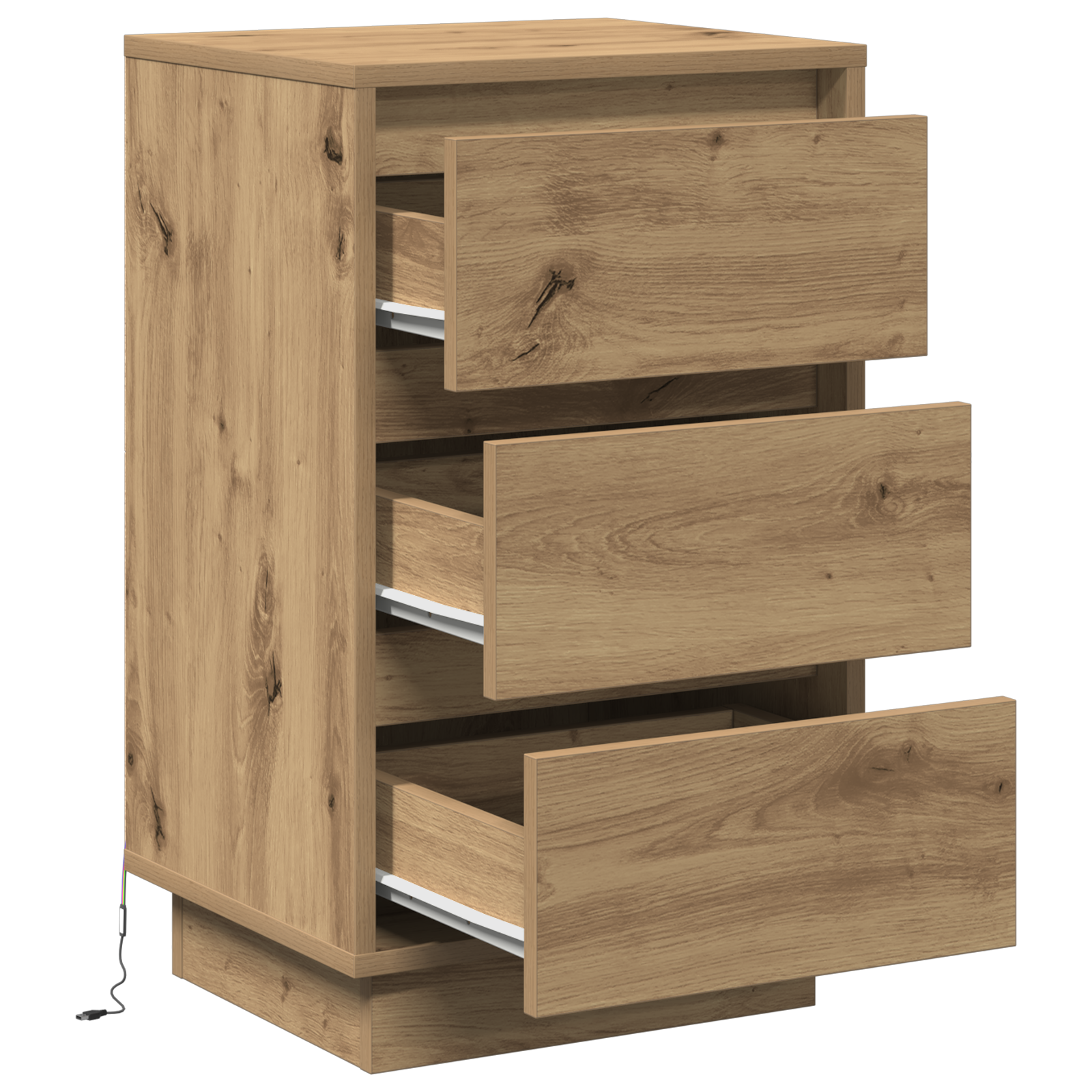 Bedside Cabinet with LED Artisan Oak 39x34.5x65 cm Engineered Wood - Image 5