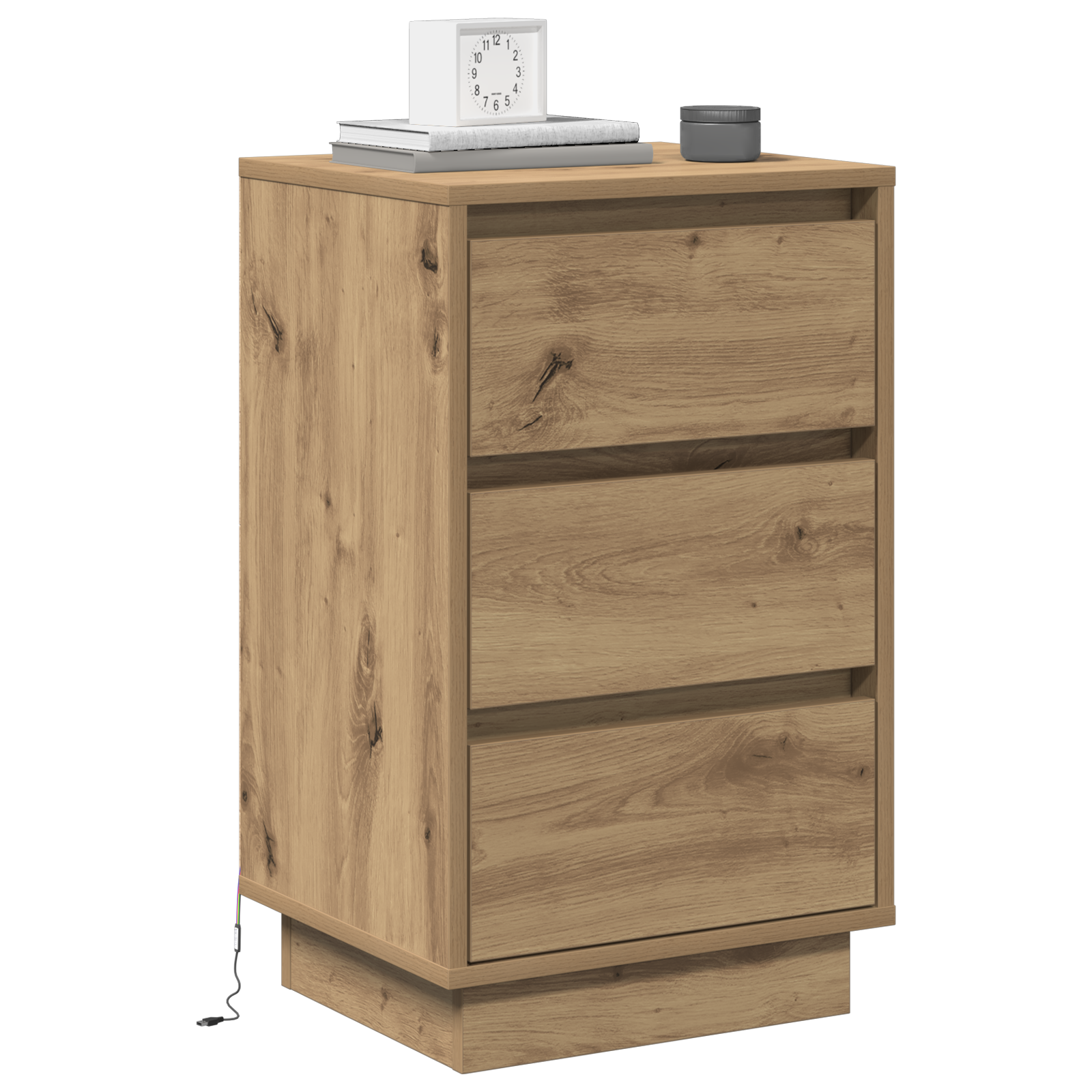 Bedside Cabinet with LED Artisan Oak 39x34.5x65 cm Engineered Wood - Image 3