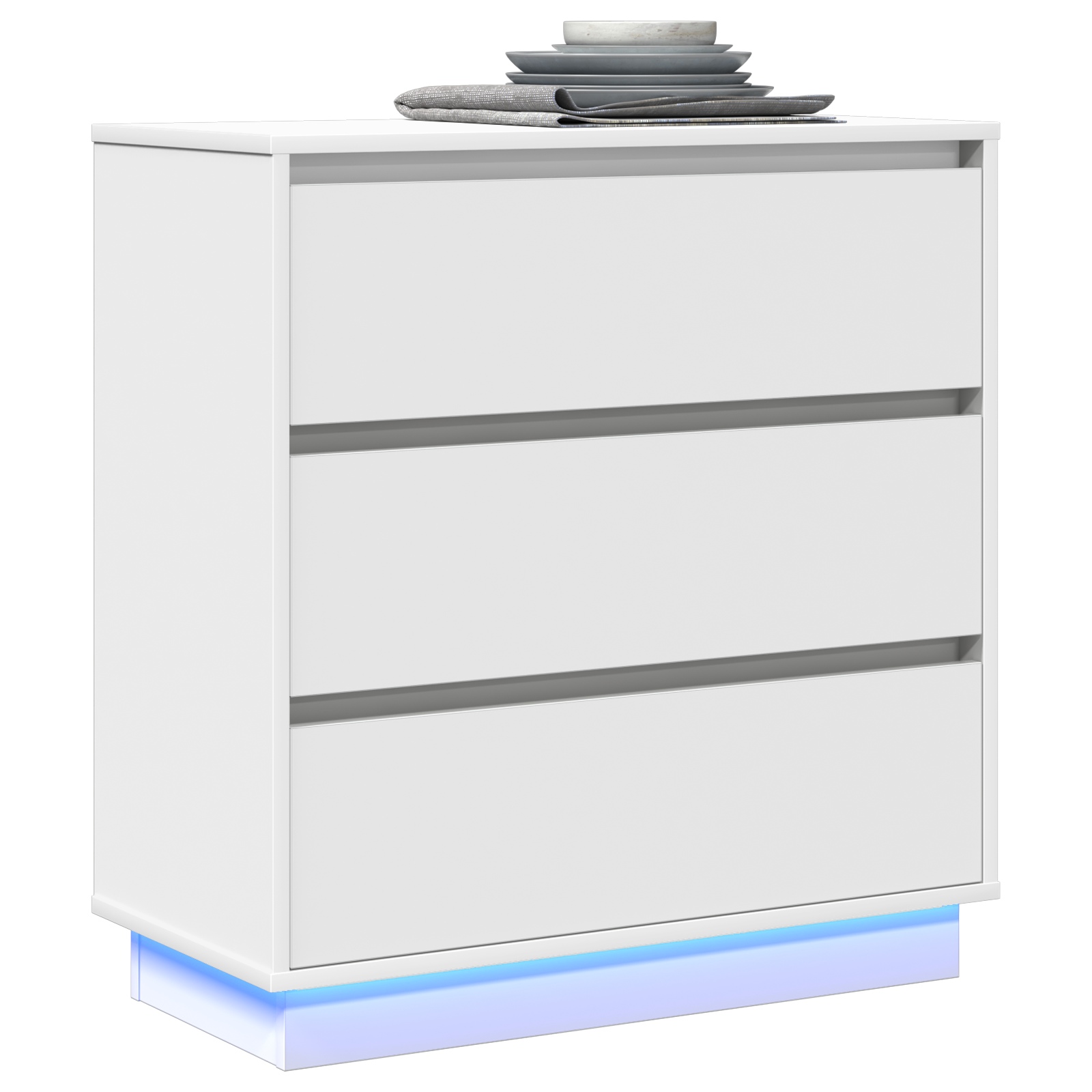 Bedside Cabinet with LED White 71x34,5x75 cm Engineered Wood - Image 3