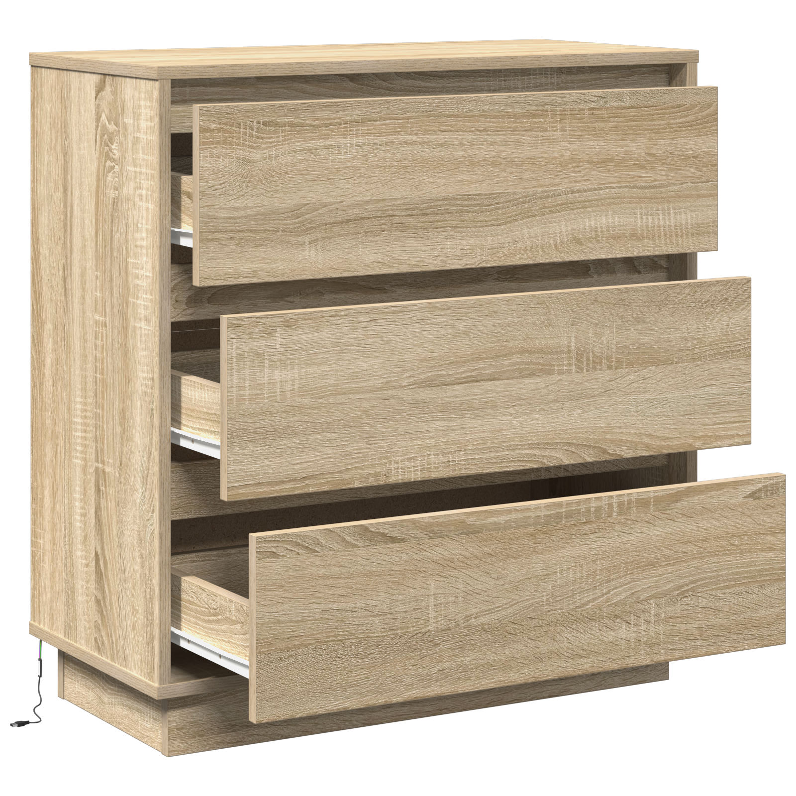 Bedside Cabinet with LED Sonoma Oak 71x34,5x75 cm Engineered Wood - Image 5