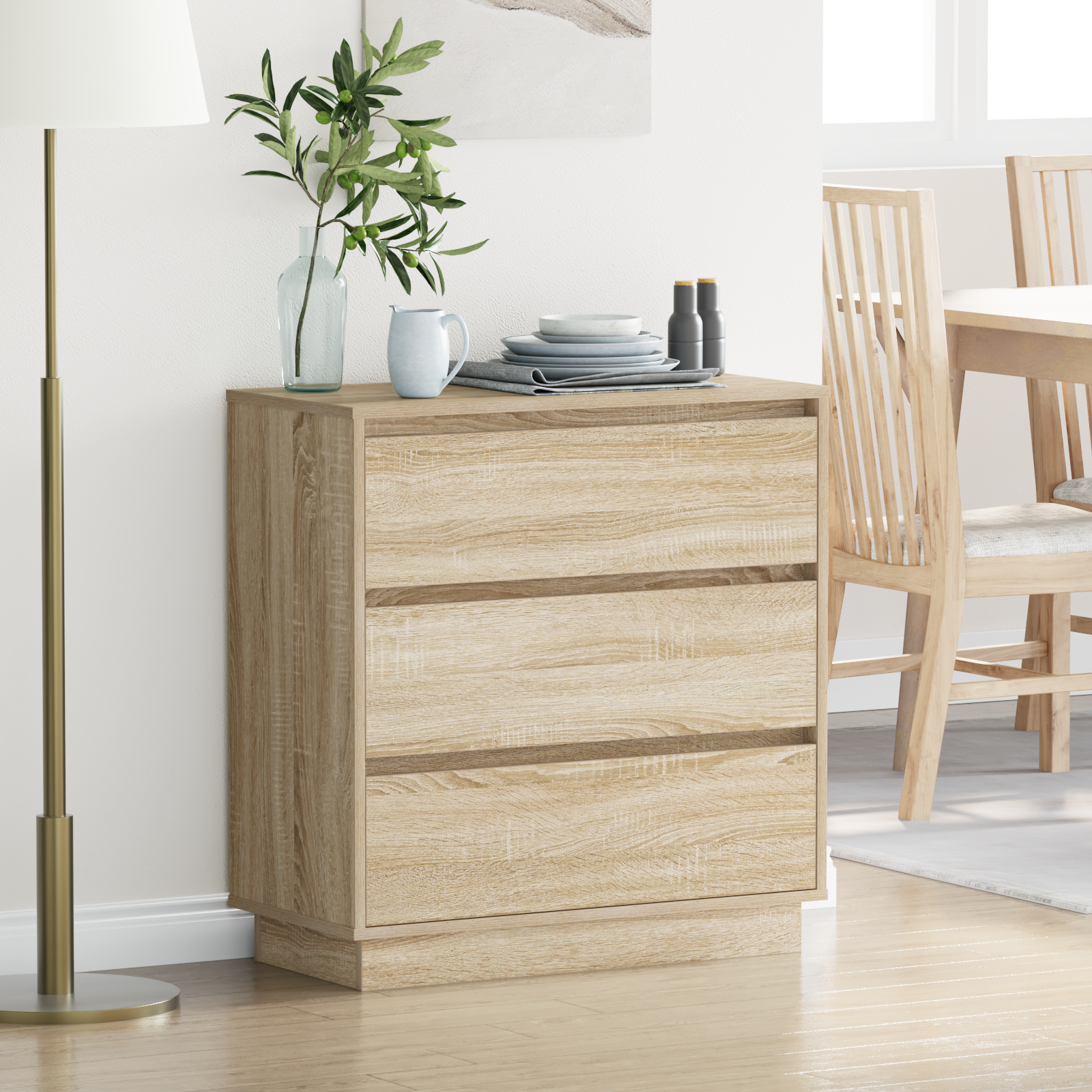 Bedside Cabinet with LED Sonoma Oak 71x34,5x75 cm Engineered Wood