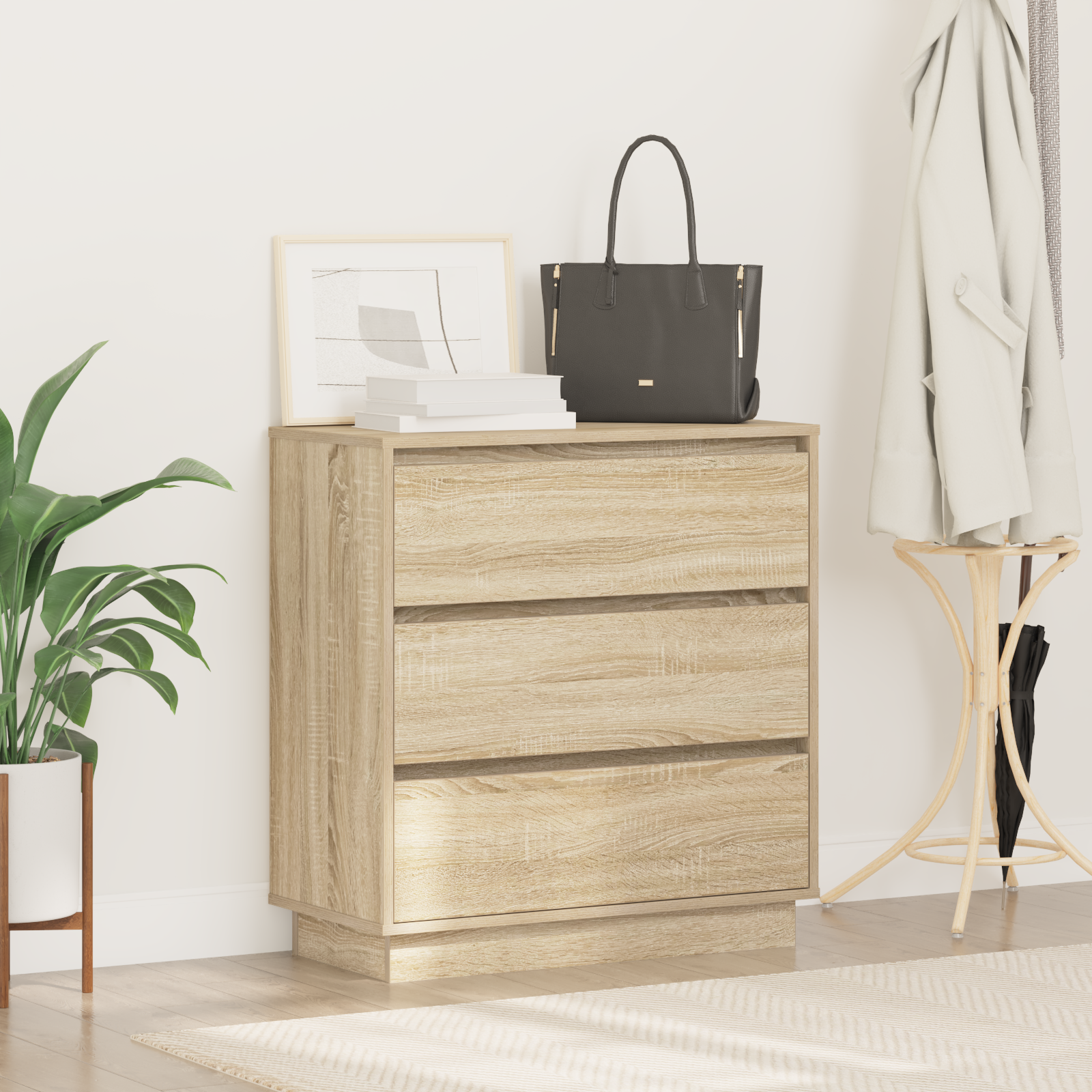 Bedside Cabinet with LED Sonoma Oak 71x34,5x75 cm Engineered Wood - Image 4