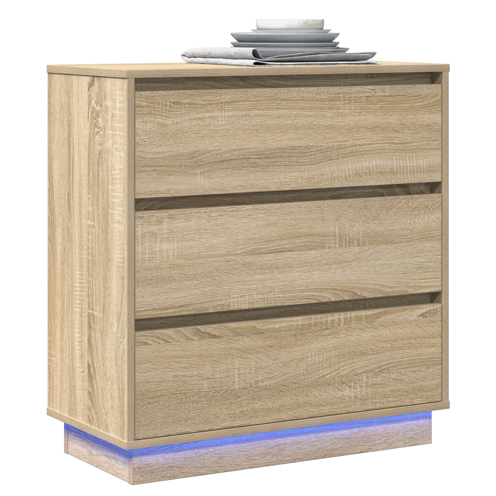 Bedside Cabinet with LED Sonoma Oak 71x34,5x75 cm Engineered Wood - Image 3
