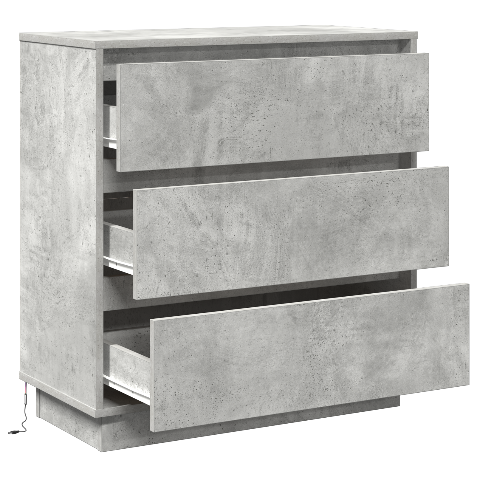 Bedside Cabinet with LED Concrete Grey 71x34,5x75 cm Engineered Wood - Image 5