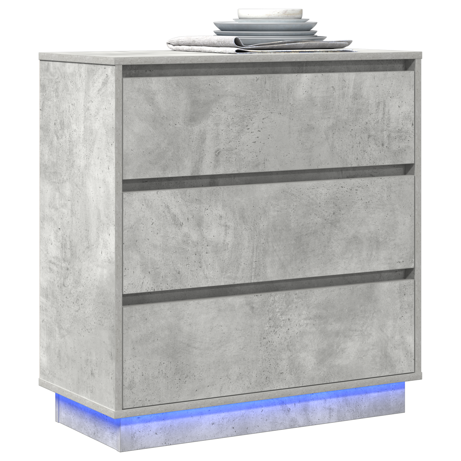Bedside Cabinet with LED Concrete Grey 71x34,5x75 cm Engineered Wood - Image 3