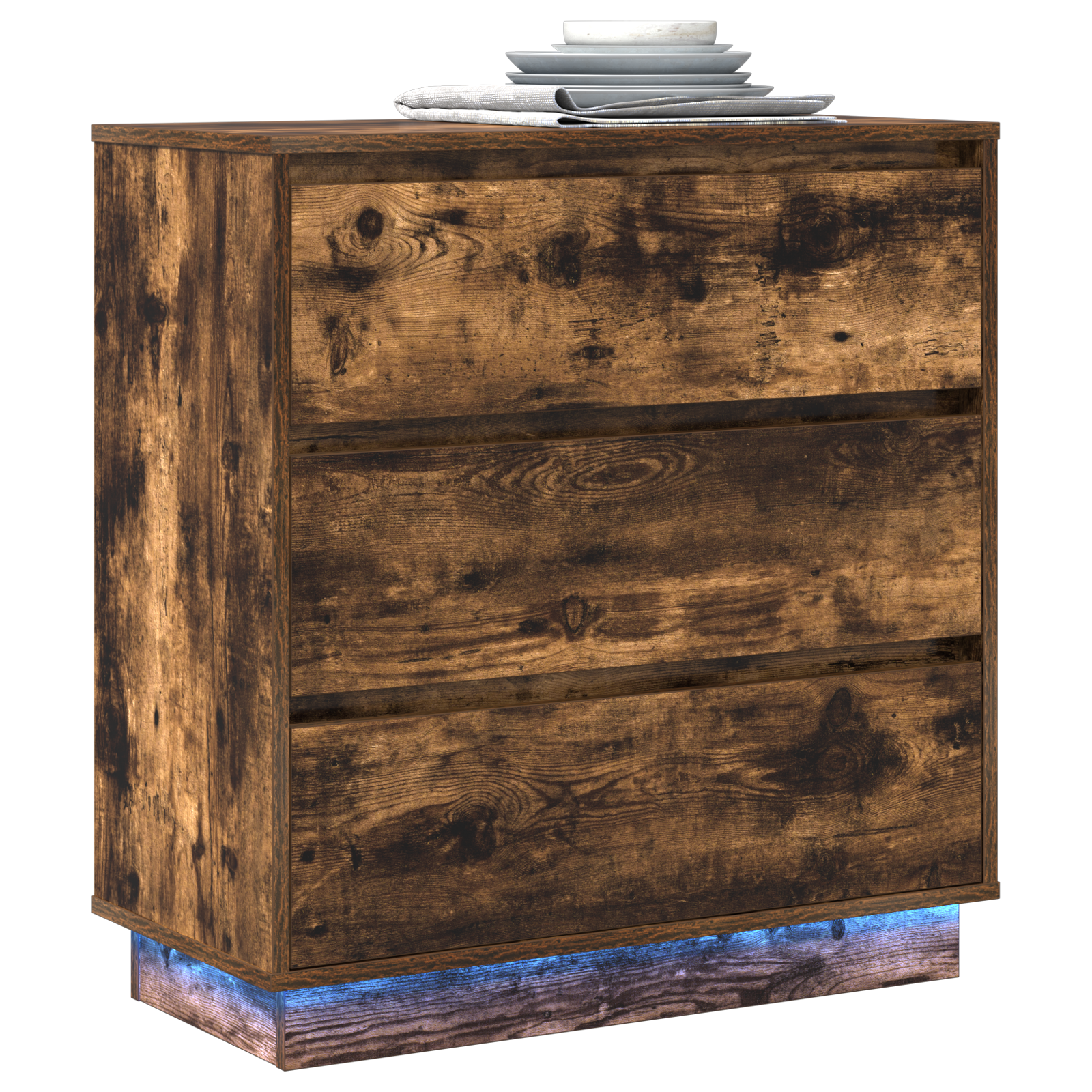 Bedside Cabinet with LED Smoked Oak 71x34.5x75 cm Engineered Wood - Image 3