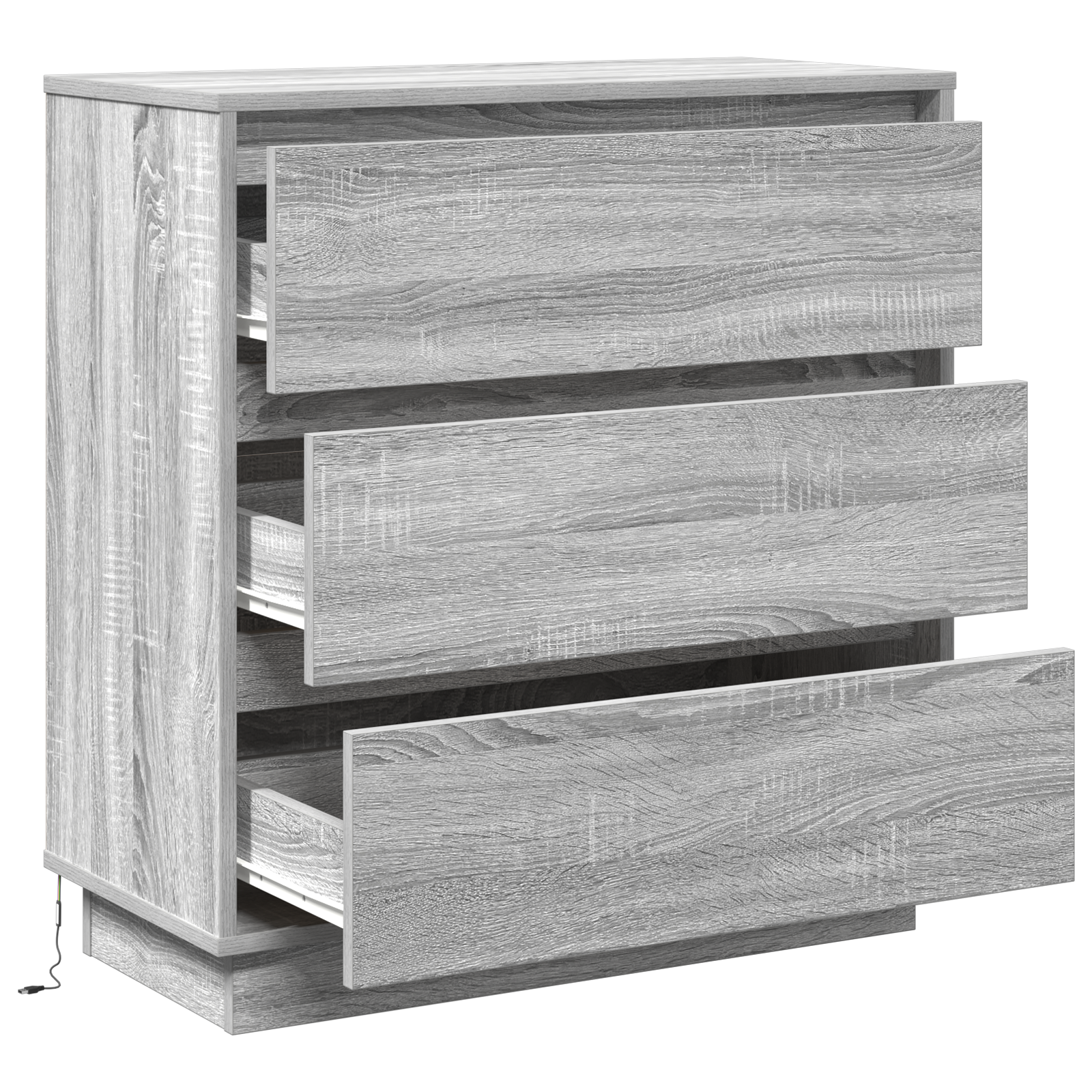 Bedside Cabinet with LED Grey Sonoma 71x34,5x75 cm Engineered Wood - Image 5