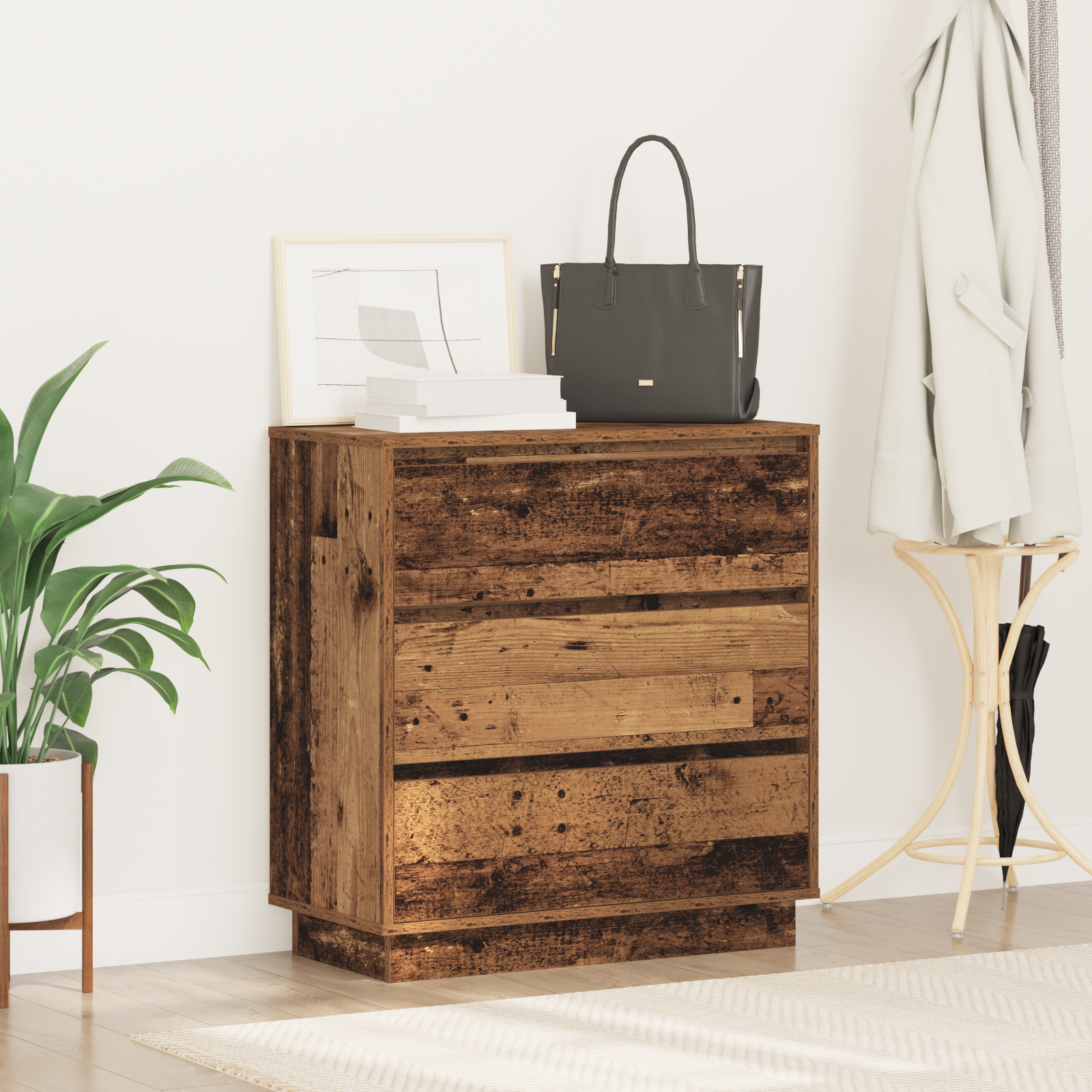 Bedside Cabinet with LED Old Wood 71x34,5x75 cm Engineered Wood - Image 4