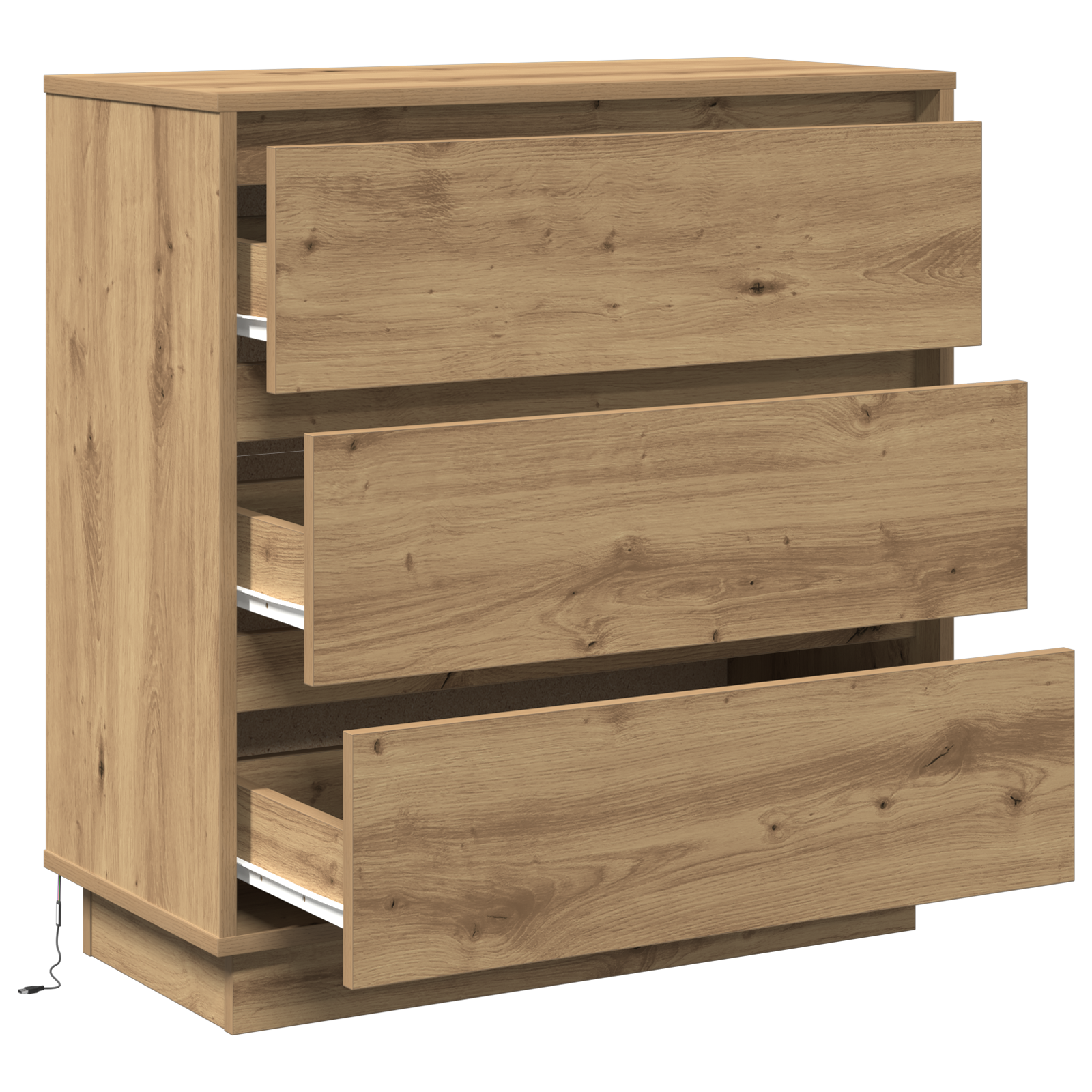Bedside Cabinet with LED Artisan Oak 71x34,5x75 cm Engineered Wood - Image 5