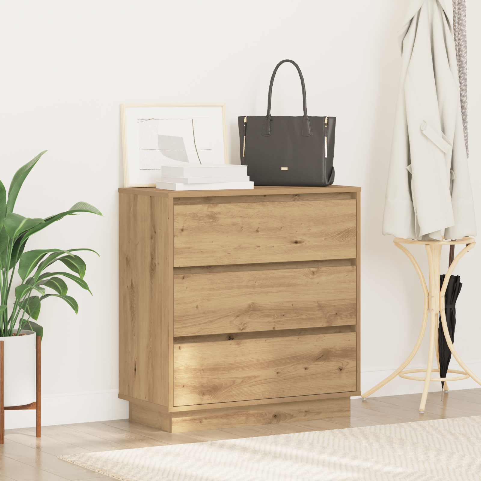 Bedside Cabinet with LED Artisan Oak 71x34,5x75 cm Engineered Wood - Image 4
