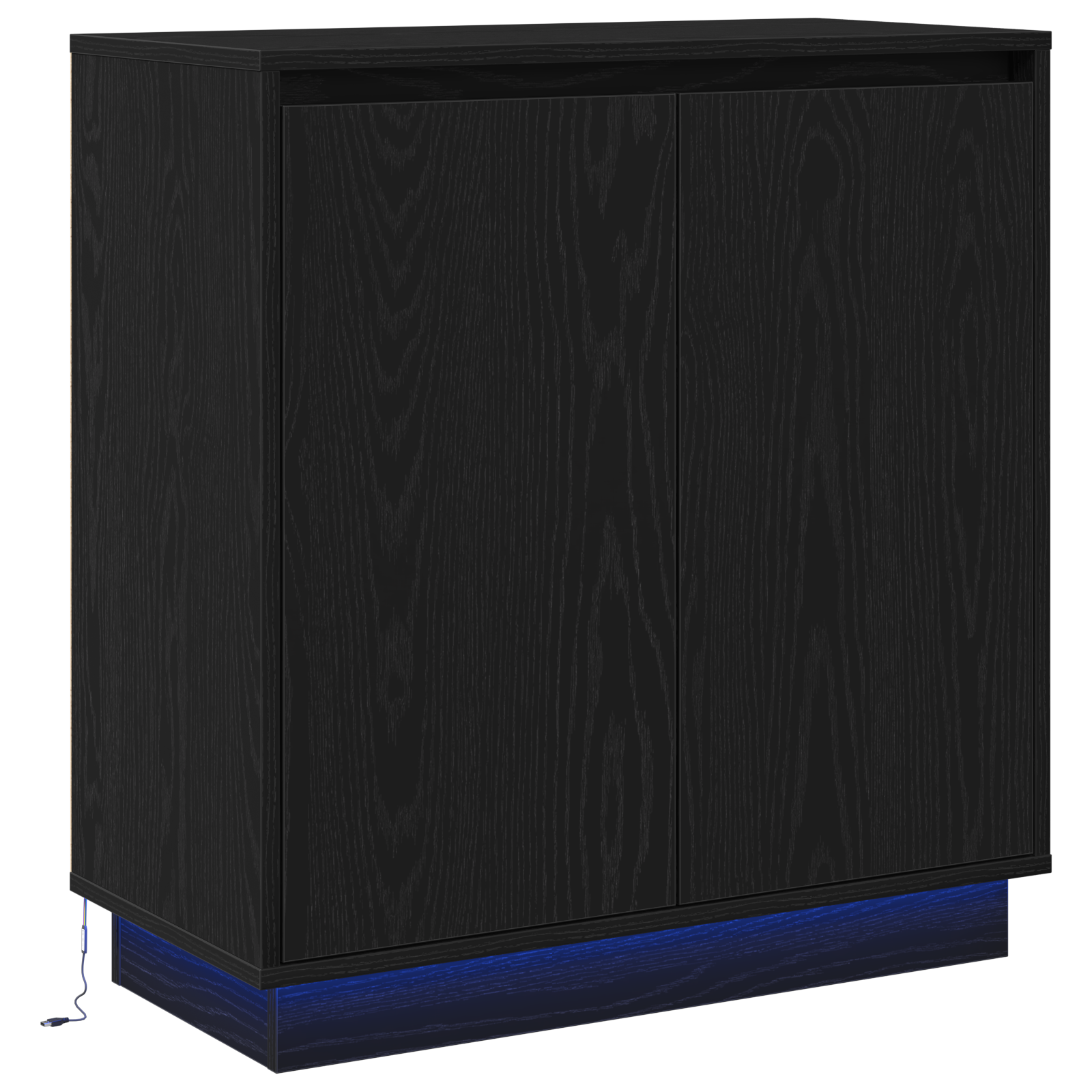 Sideboard with LED Black Oak 71x34.5x75 cm Engineered Wood - Image 2