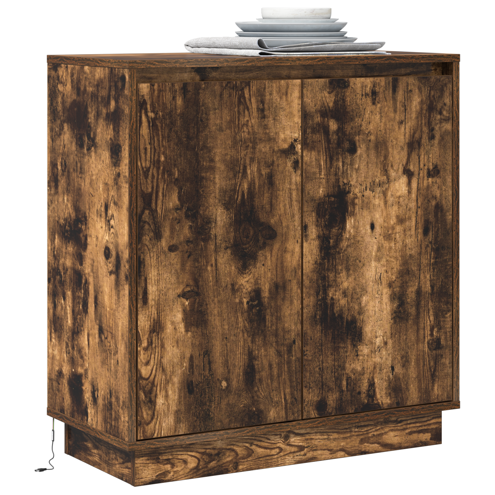 Sideboard with LED, Smoked Oak, 71x34.5x75 cm, Engineered Wood - Image 3