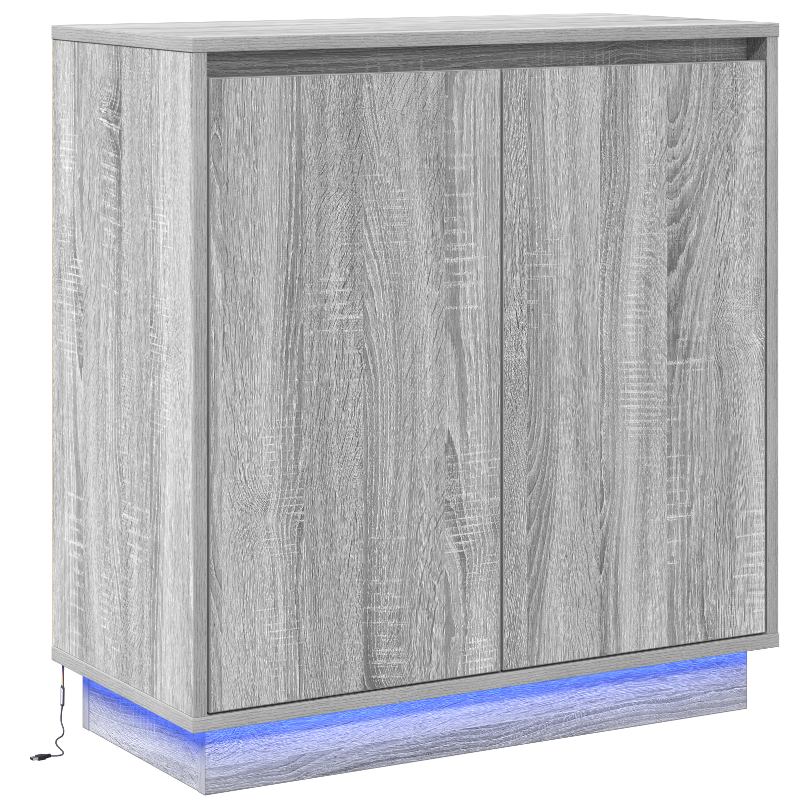 Sideboard with LED in Grey Sonoma - 71 x 34.5 x 75 cm, Made of Engineered Wood - Image 2