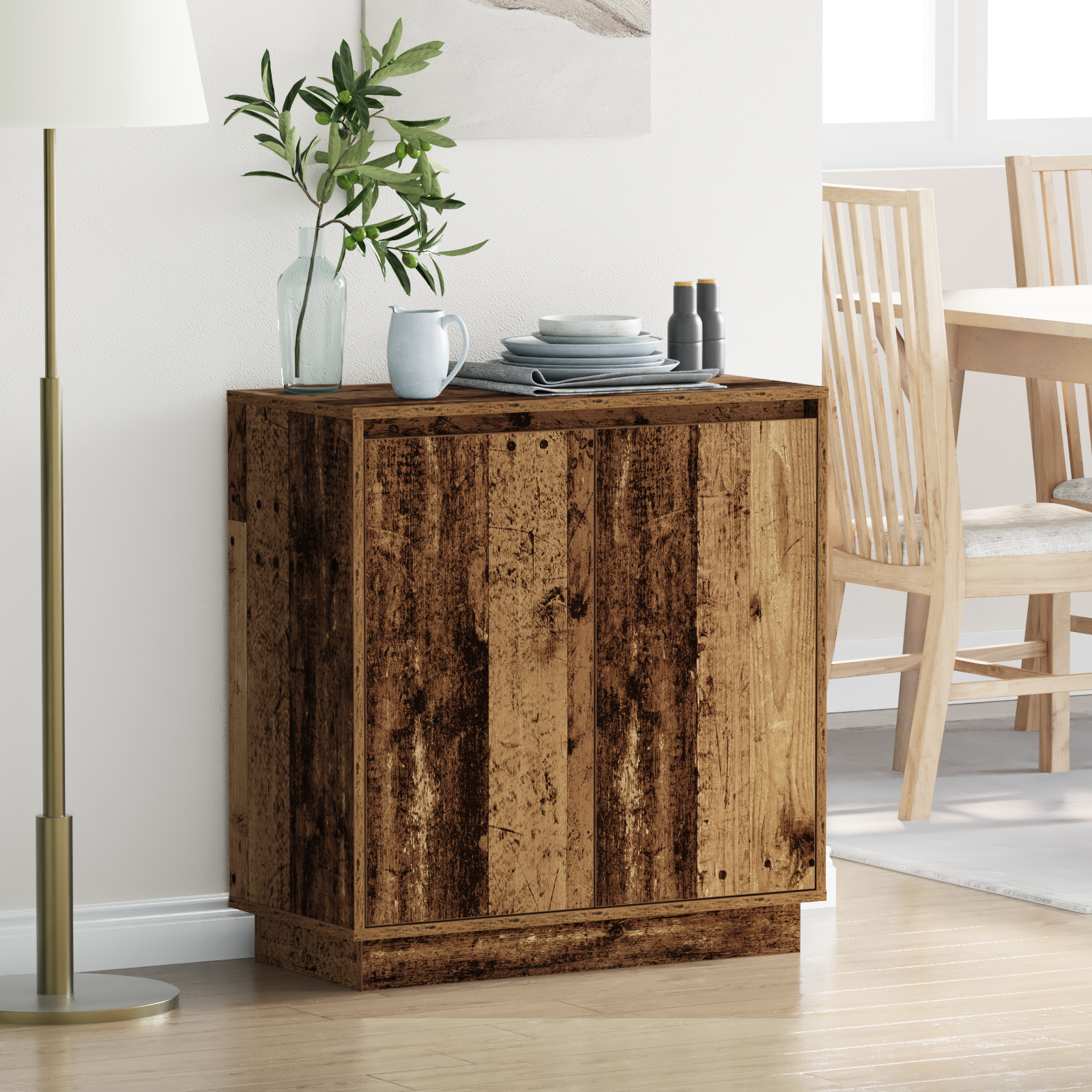 Sideboard with LED in Old Wood - 71x34.5x75 cm Engineered Wood