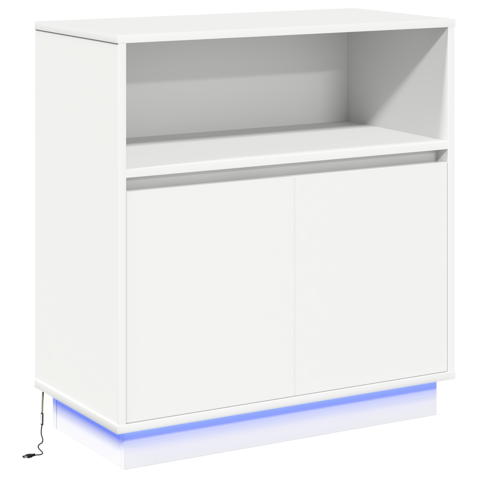 Sideboard with LED White 71x34,5x75 cm Engineered Wood - Image 2