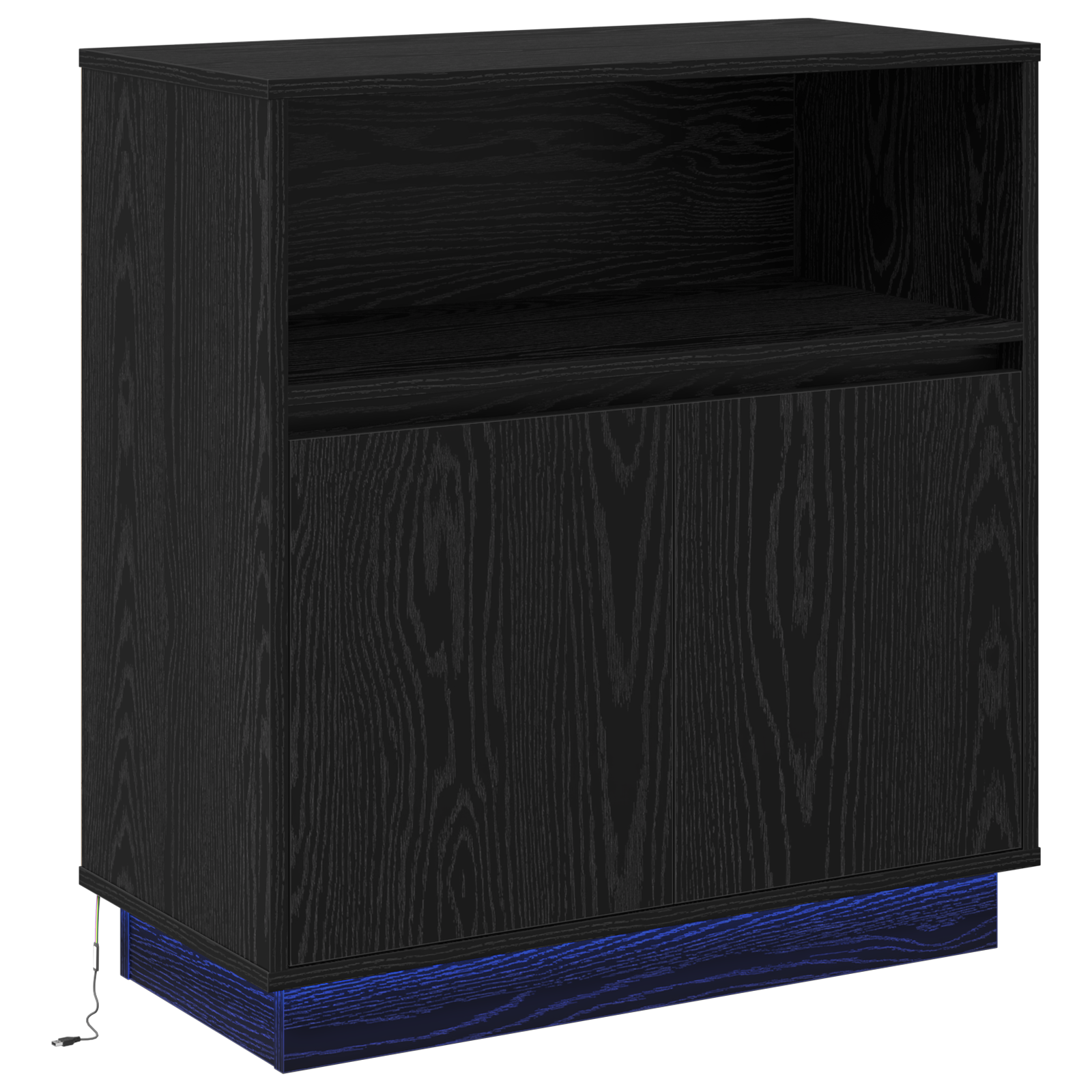 Sideboard with LED Black Oak 71x34,5x75 cm Engineered Wood - Image 2