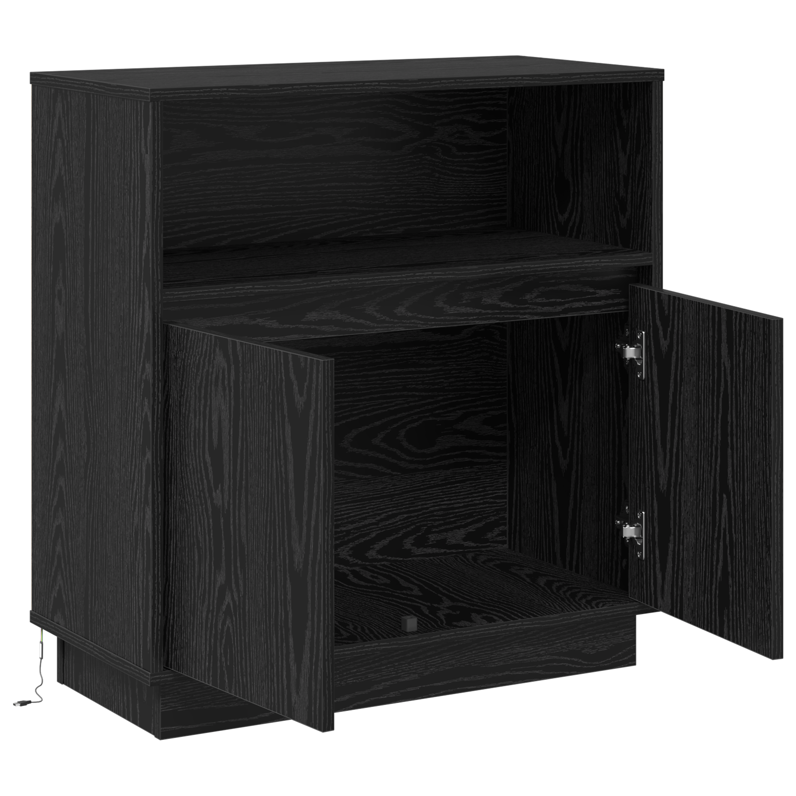 Sideboard with LED Black Oak 71x34,5x75 cm Engineered Wood - Image 6